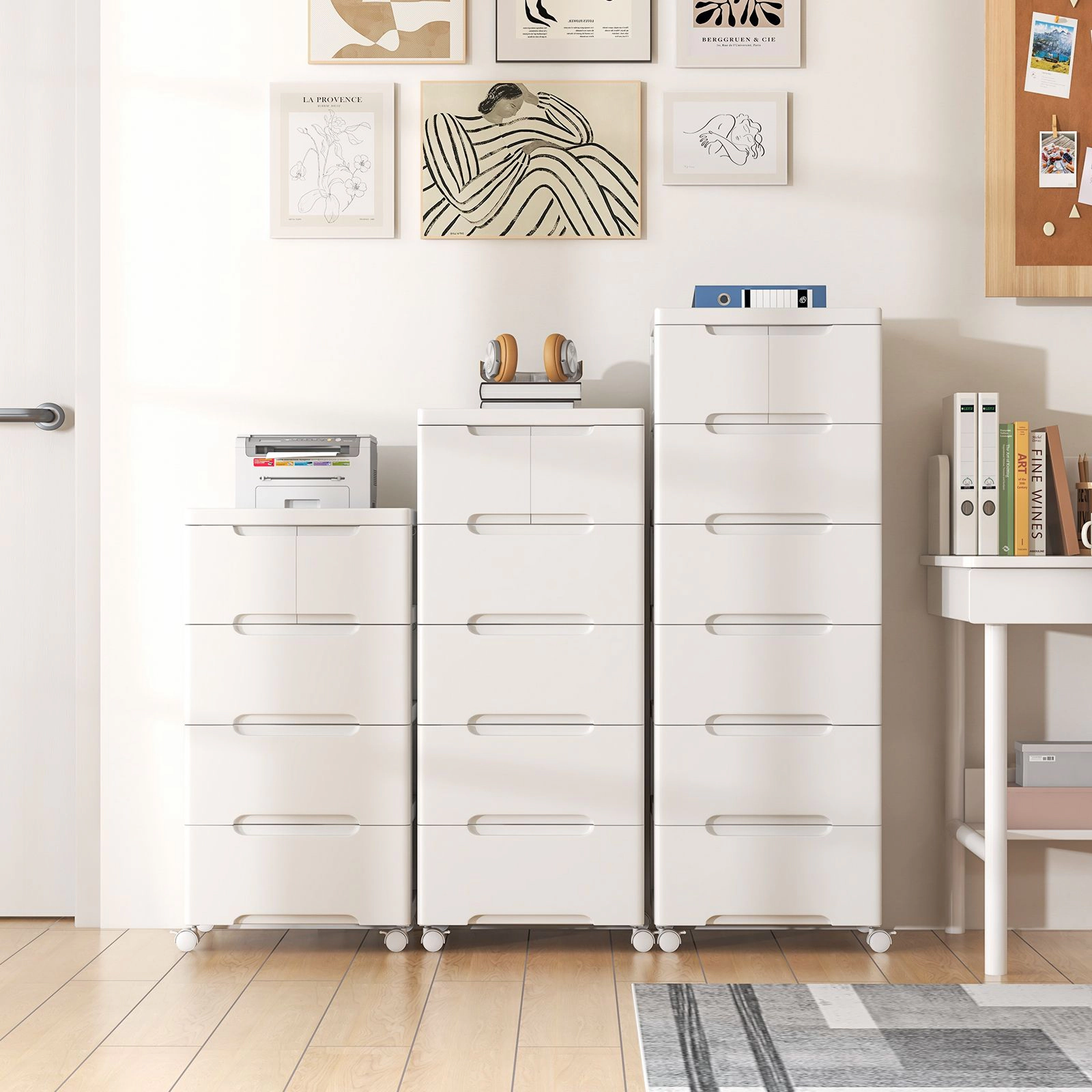 SlickBlue Rolling Storage Cabinet with Drawers and Lockable Wheels