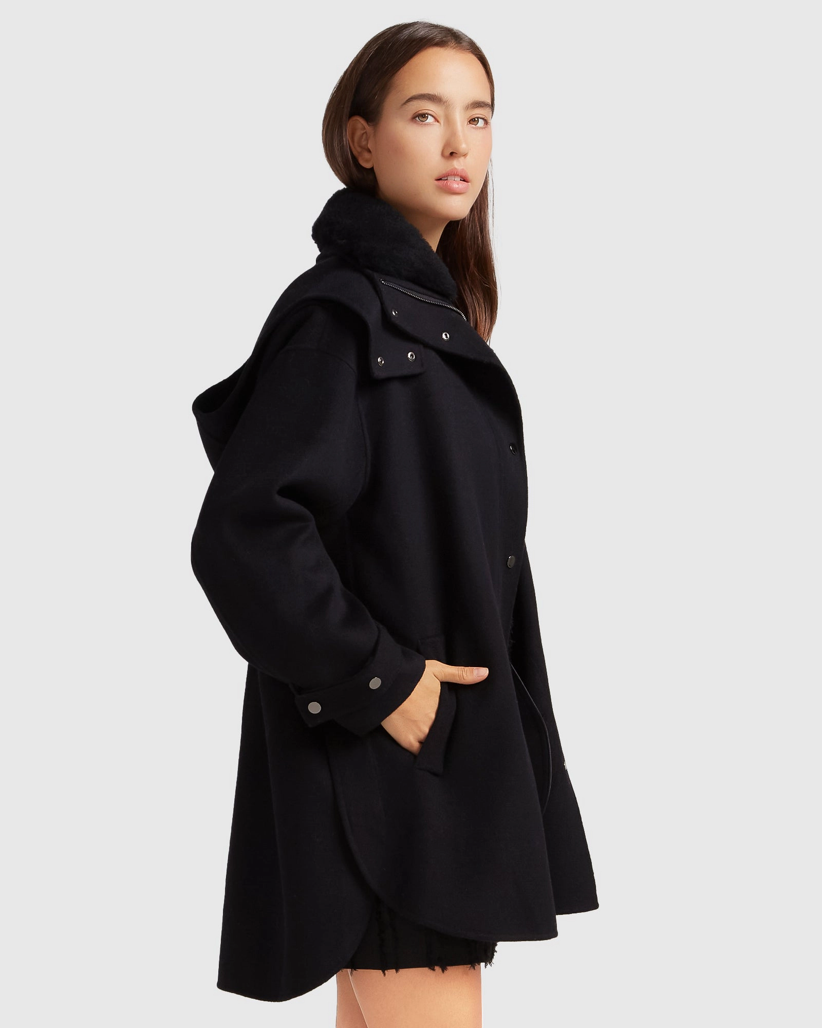 Belle & Bloom Womens Heavy Hearted Detachable Hooded Coat