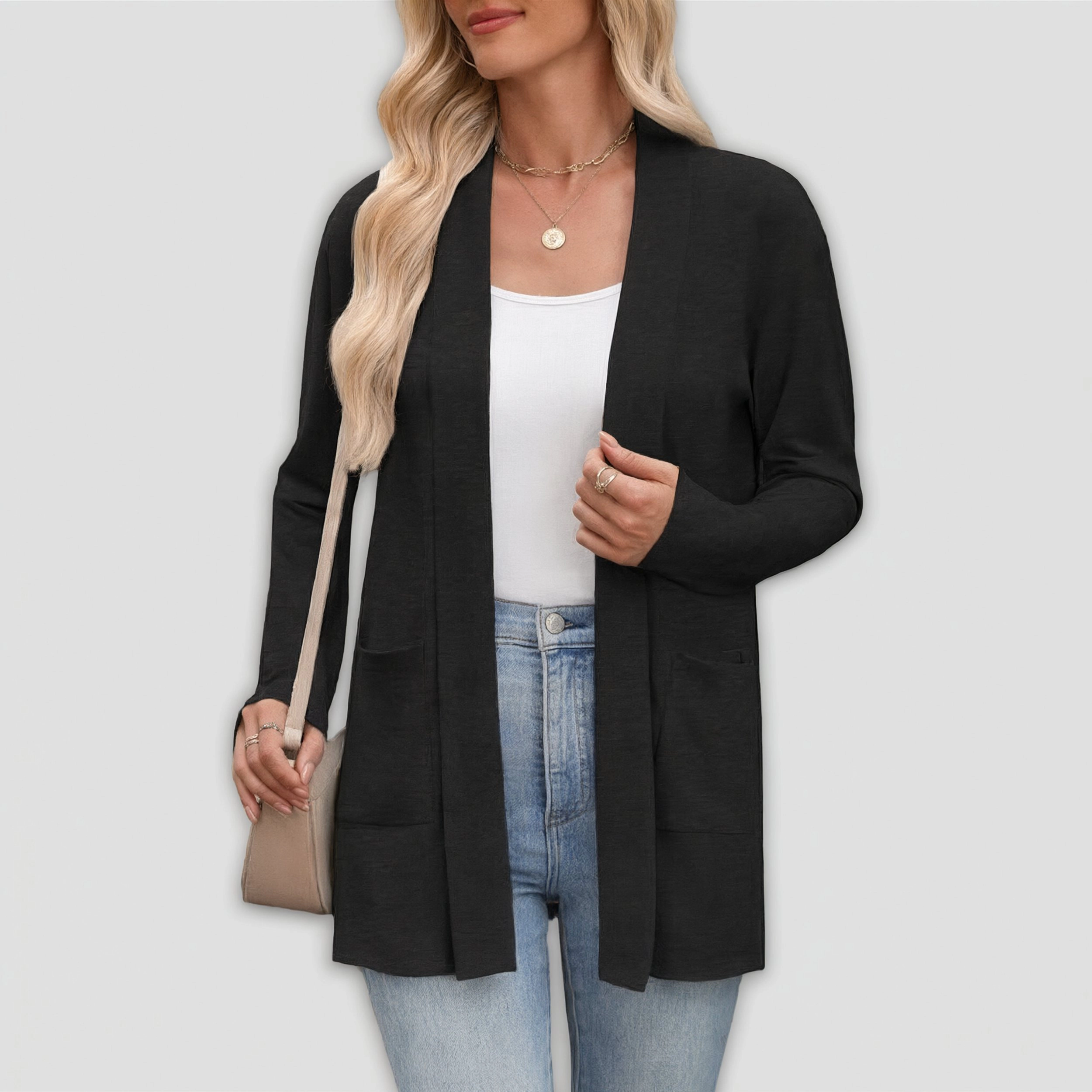 Zeagoo Women's Long Sleeve Open Front Cardigan with Pockets