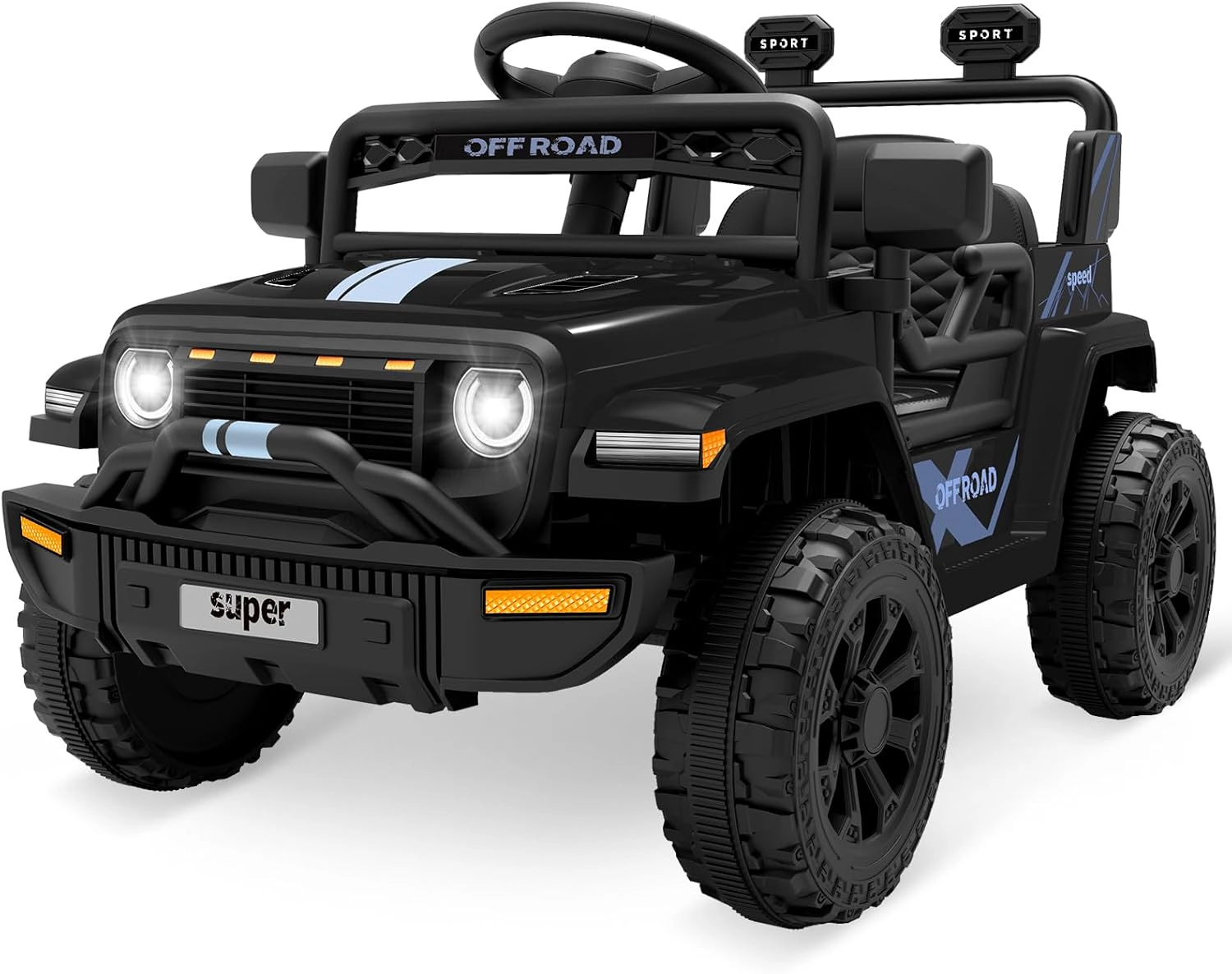 Enjyam 12V Kids Ride On Truck, Electric Vehicle with Parent Remote, LED Lights, Music, 2 Speeds