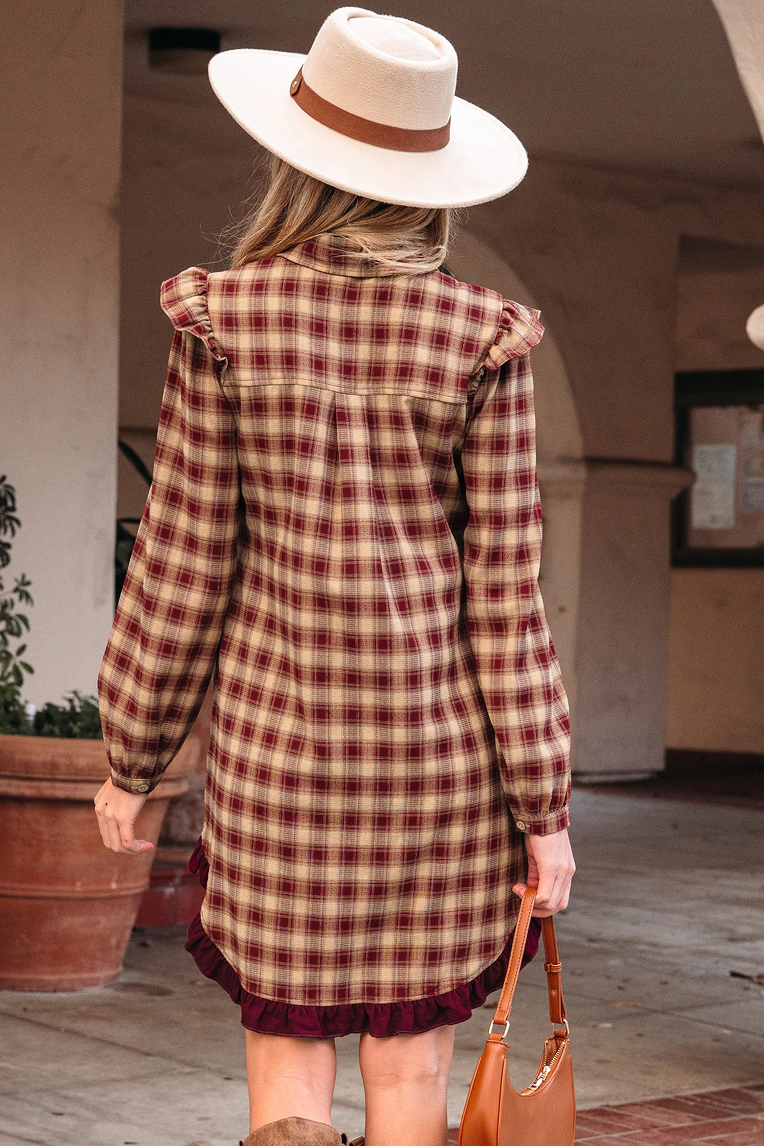 Threaded Pear Women's Novalee Mini Shirt Dress Long Sleeve Top