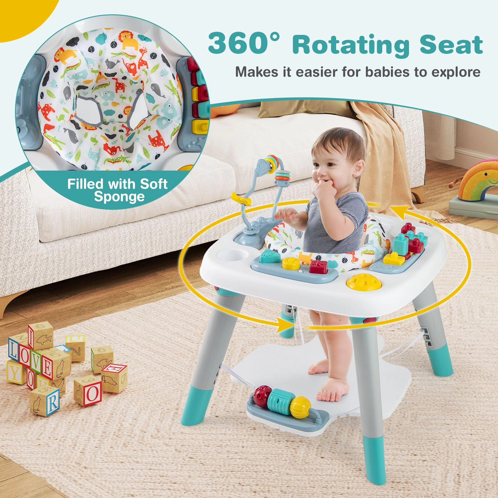 SlickBlue Adjustable kids Activity Center with Music and Interactive Toys