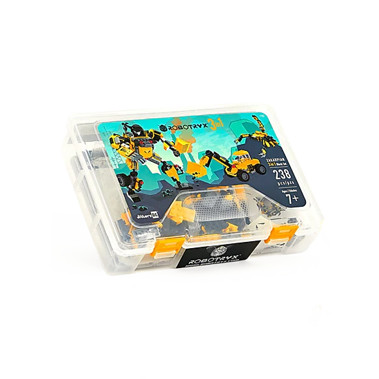 Robotryx Kids Zakarpian 3-in-1 Construction Robot Set - 238-Piece Yellow Warrior