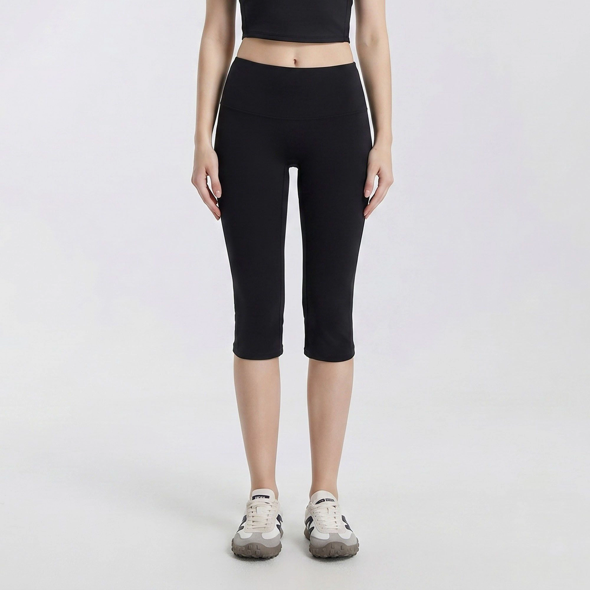 Anna-Kaci Women's High-Waist Capri Leggings with Wide Waistband Smooth Stretch Pull On Workout Yoga Pants