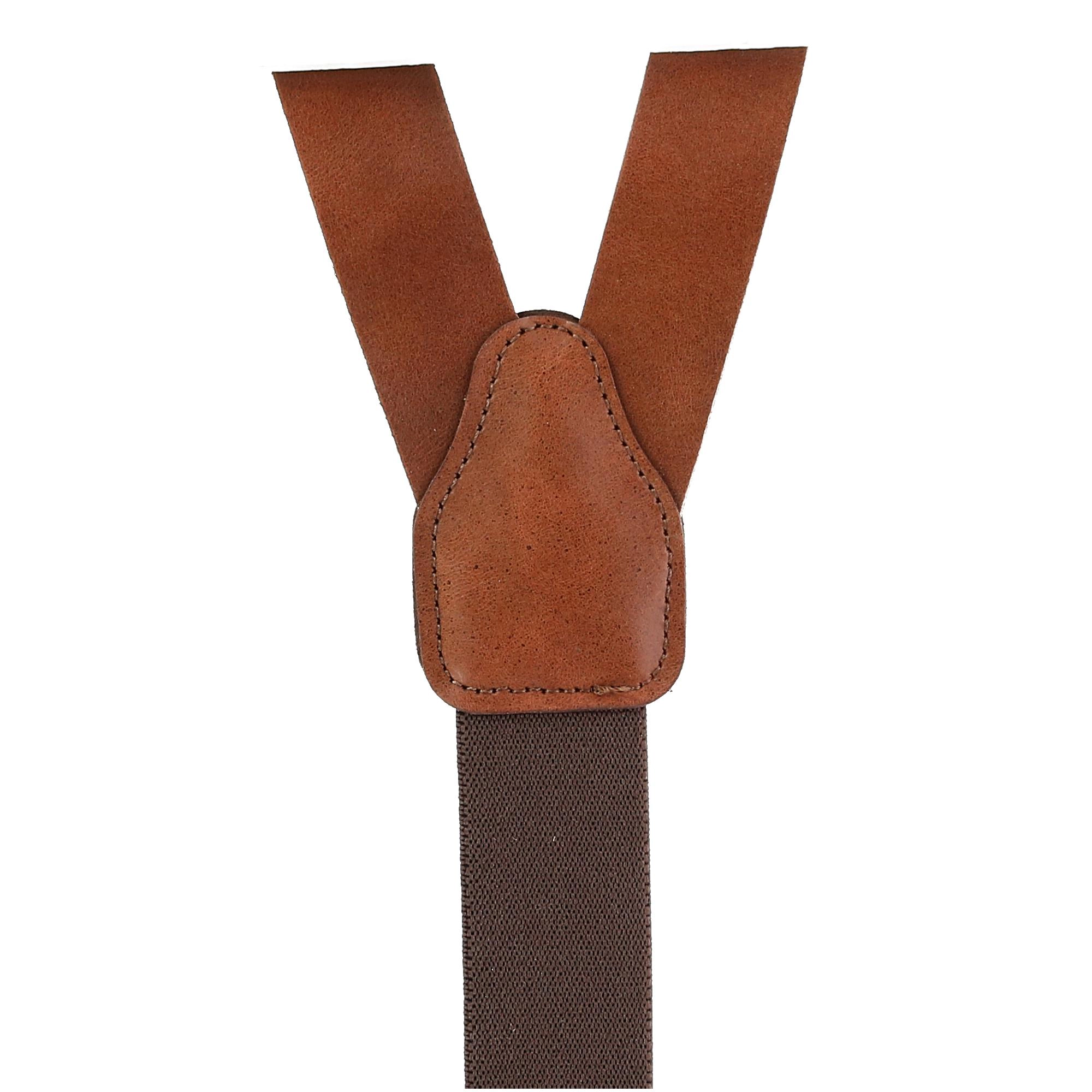 CTM Men's Coated Leather Button-End 1 Inch Suspenders