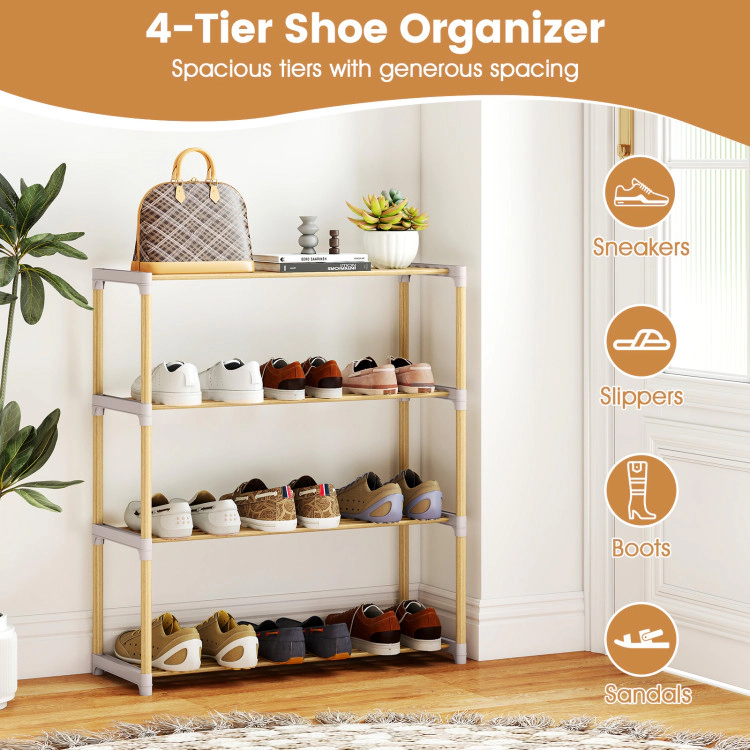 Hivvago Solid Wood Shoe Rack with Slatted Open Shelves