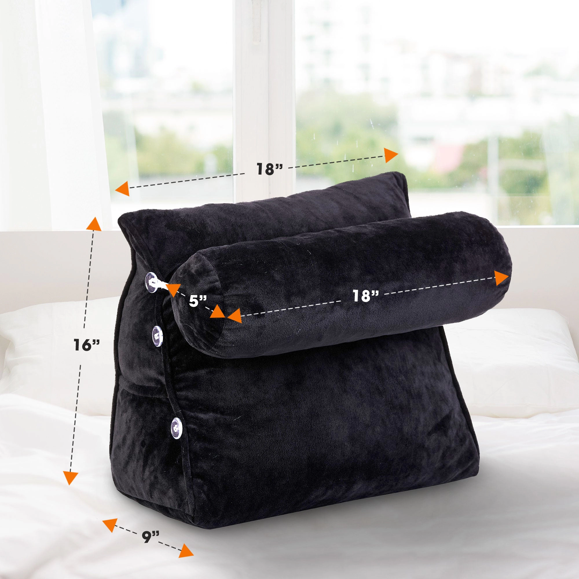 Cheer Collection Wedge Pillow with Detachable Bolster and Backrest Support