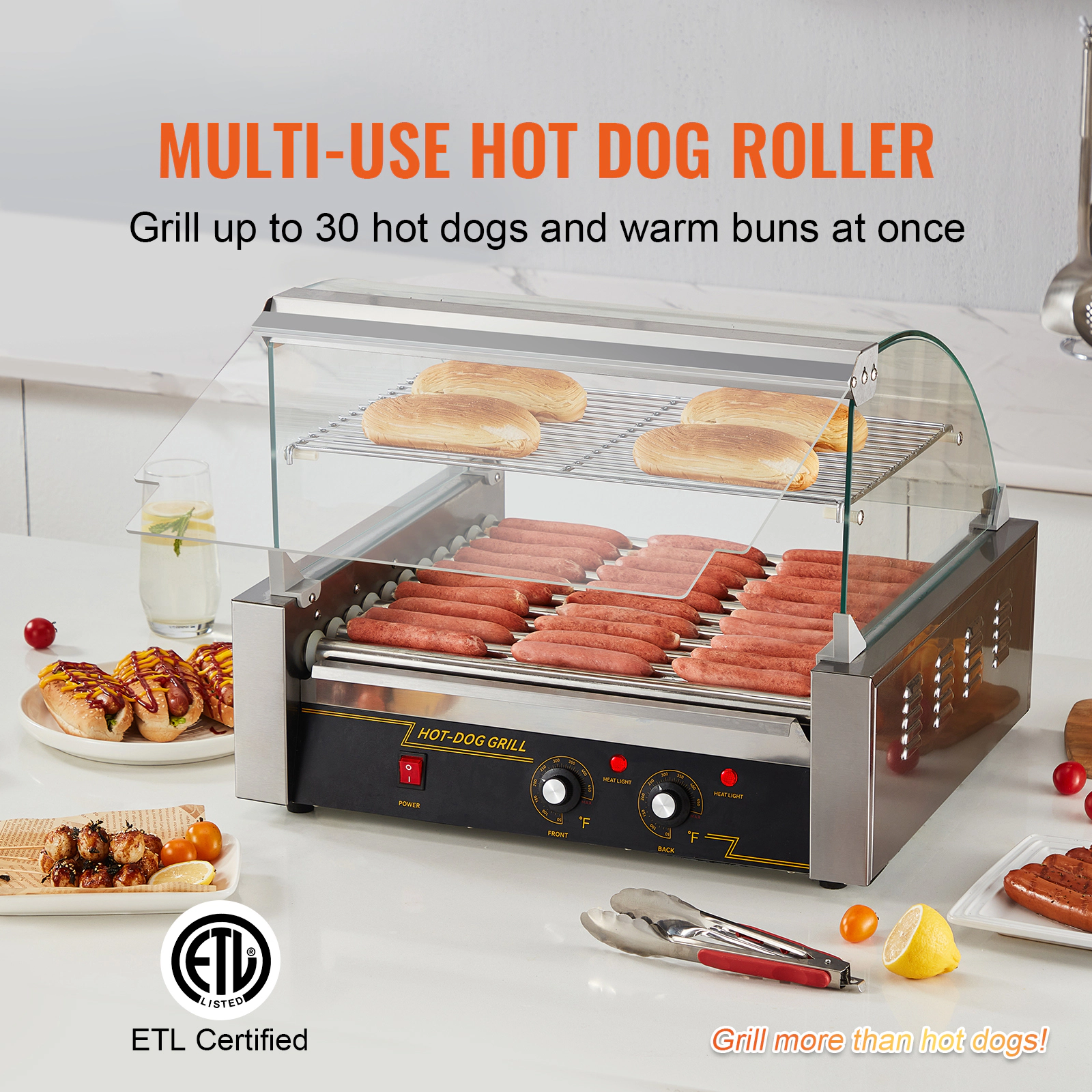HONGGE Hot Dog Roller, Stainless Sausage Grill Cooker Machine with Dual Temp Control