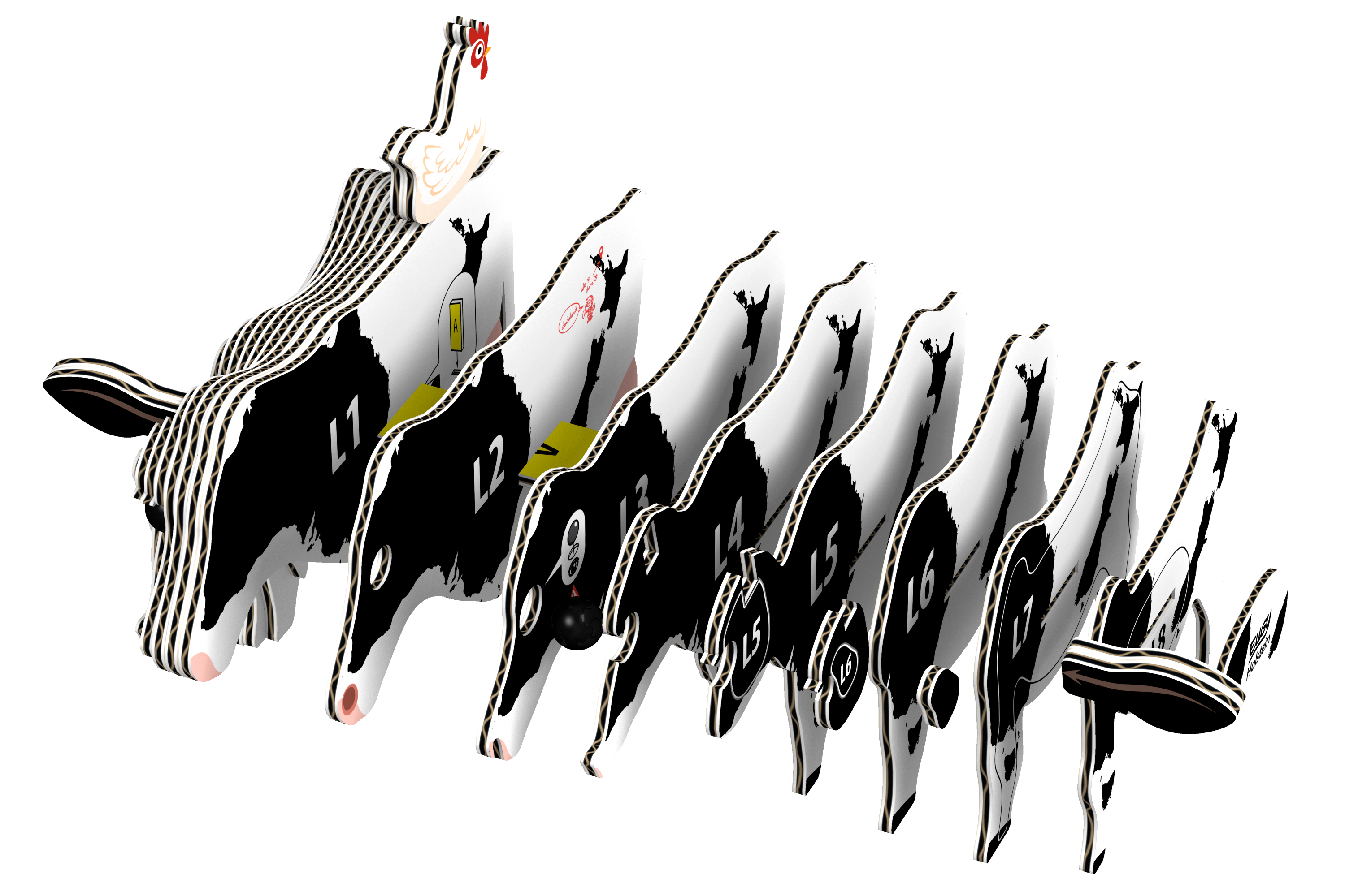 EUGY Holstein Cow 3D Puzzle - contains 23 puzzle pieces