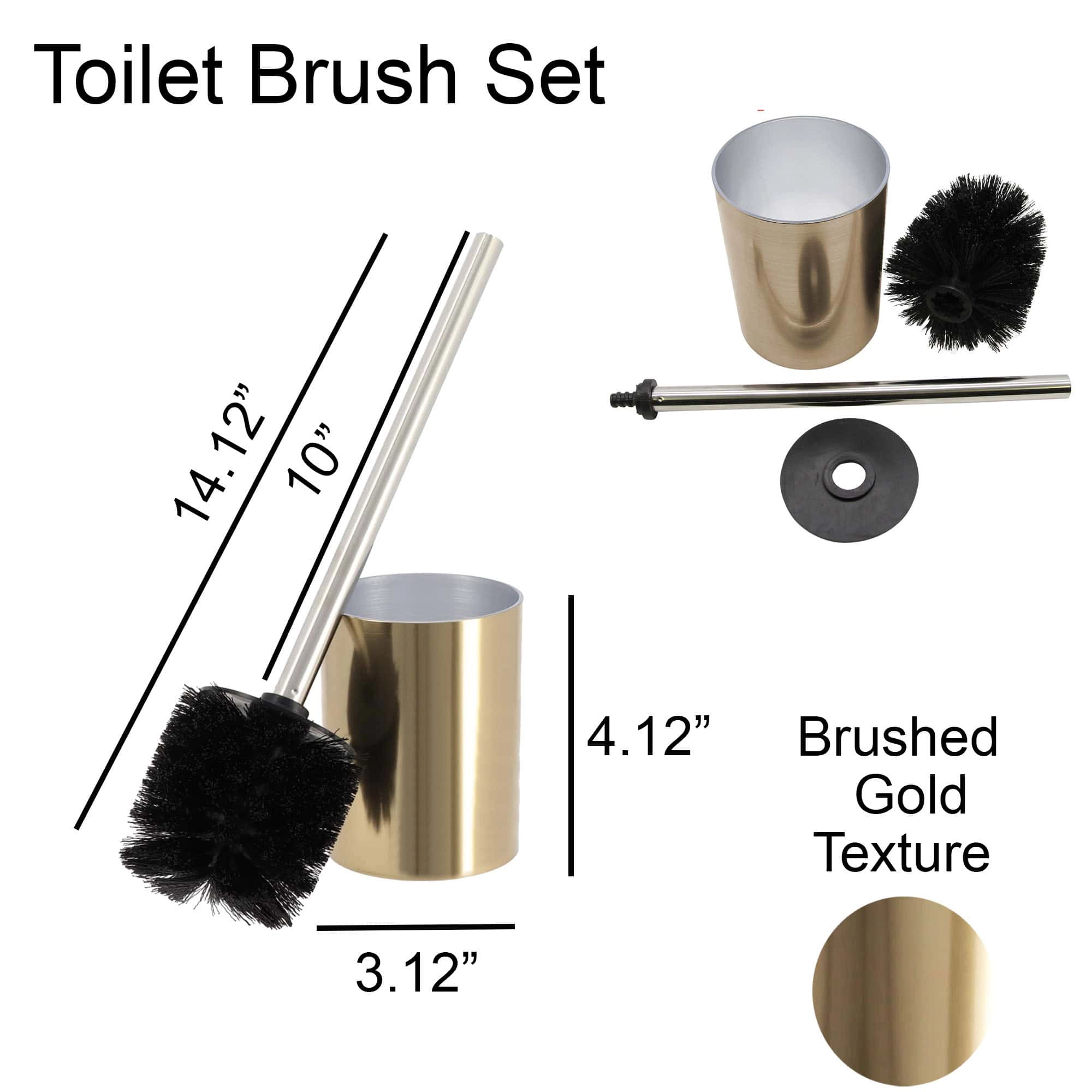 Evideco French Home Goods Brushed Metallic-Look Toilet Brush and Holder Set - 2-Piece