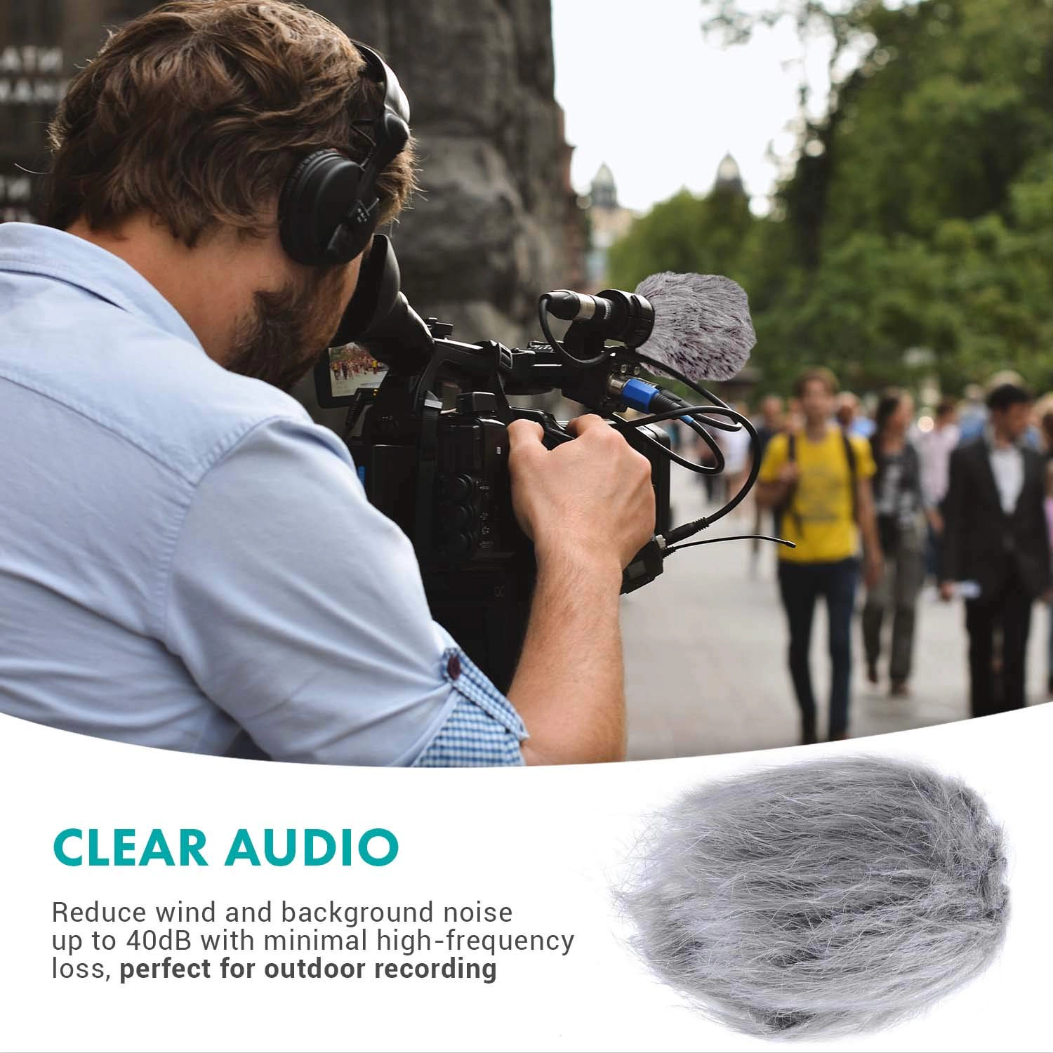 Movo WS1 Furry Outdoor Microphone Windscreen Muff for Small Compact Microphones up to 2.5 X 40mm (L x D)
