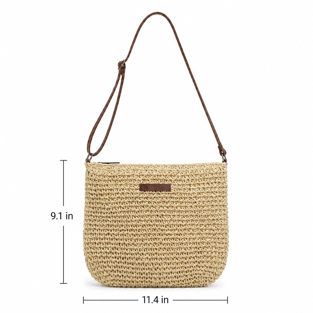 Alilang Women's Textured Woven Crossbody Bag with Zip Closure Adjustable Strap and Inner Pocket, Beige