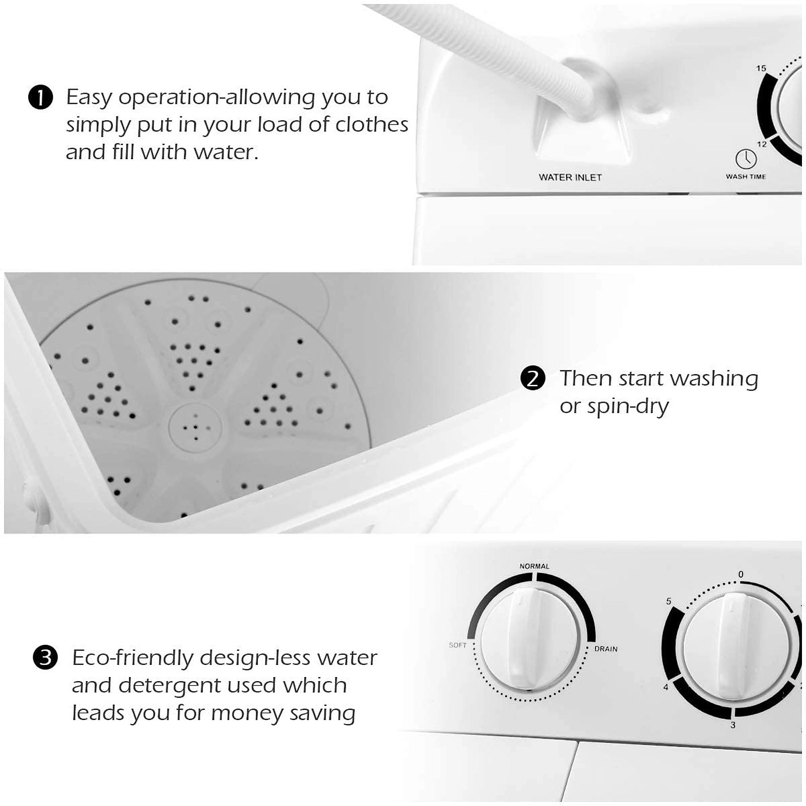 SUGIFT White Twin Tub Portable Washing Machine with 12-lb Washer and 8-lb Spinner 25-in W 14-in D 28.5-in H