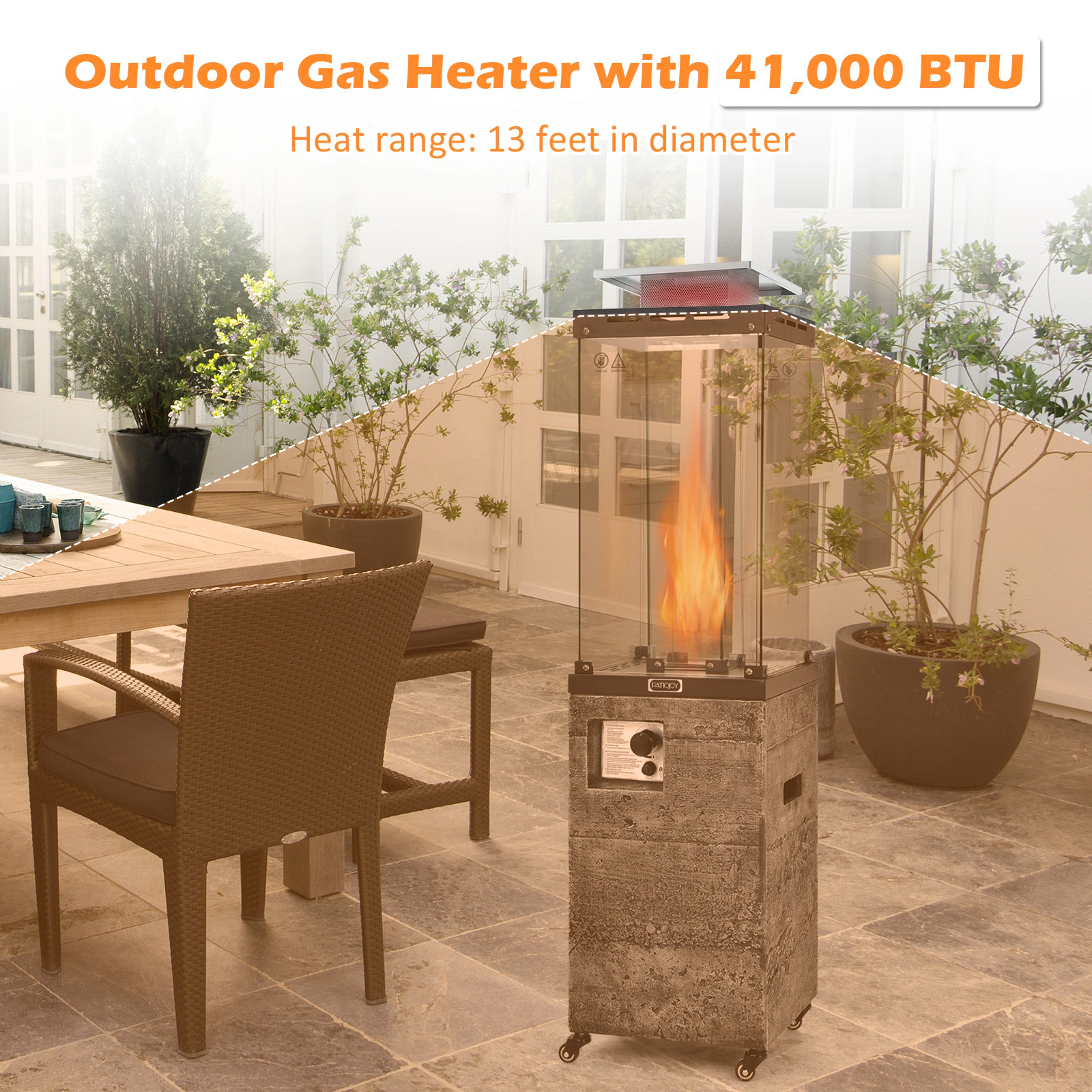 LJG 41 000 BTU Propane Patio Heater with Metal Hood