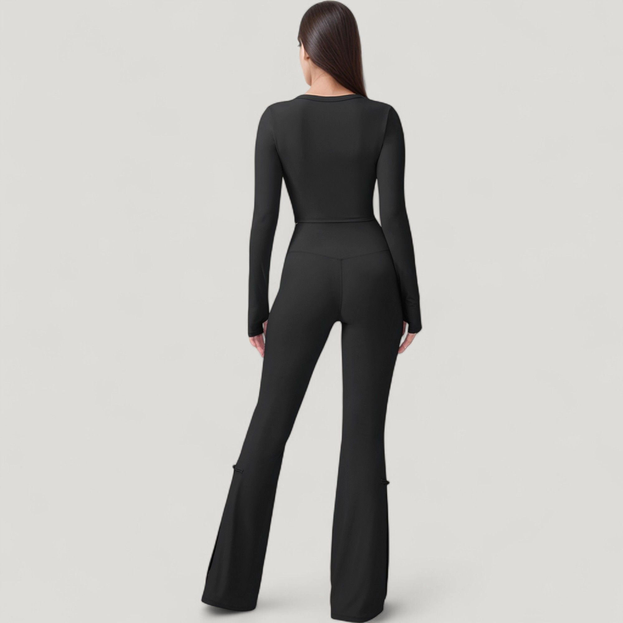 Anna-Kaci Women's Long Sleeve Cropped Button Front Top with Fitted Stretch Design