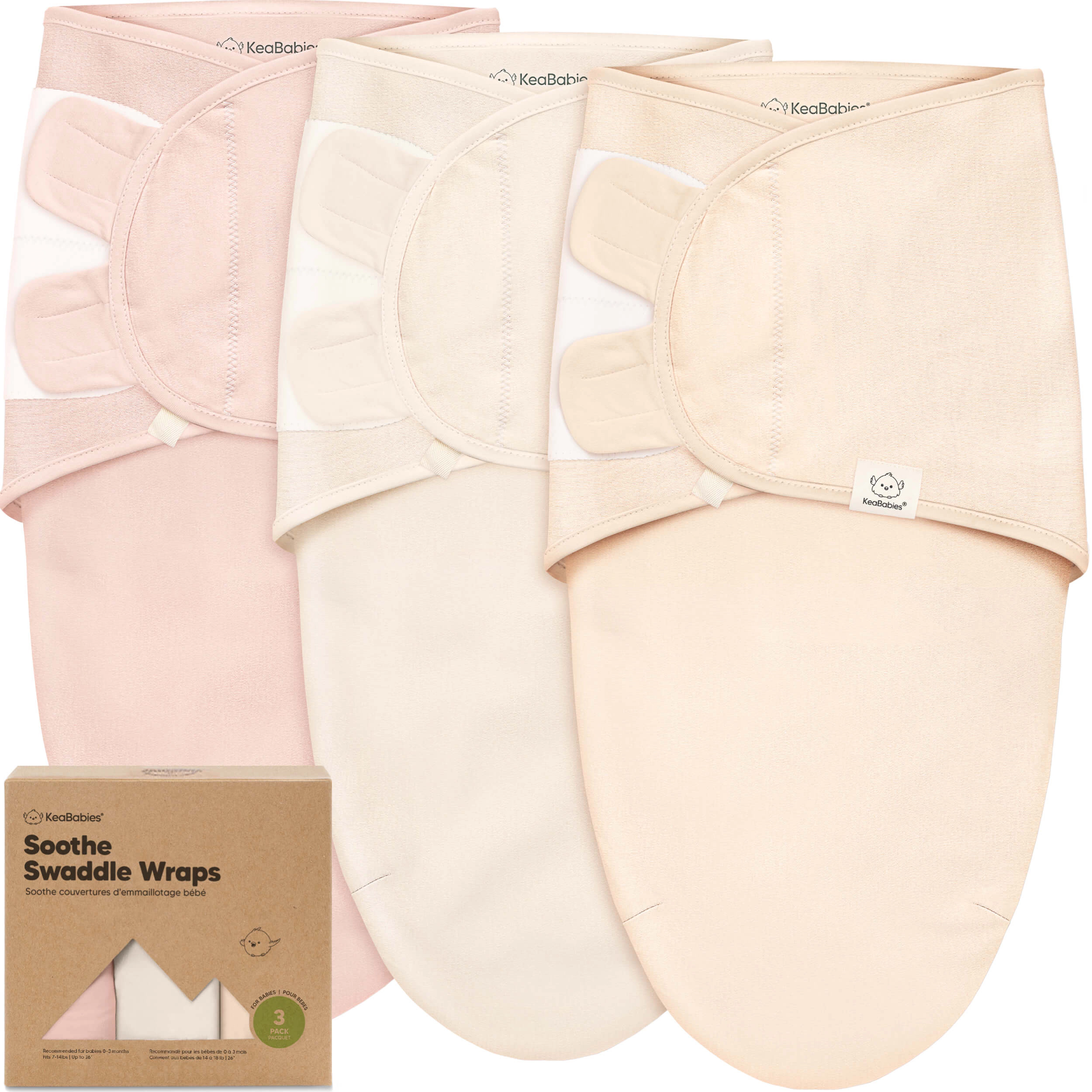 KeaBabies 3-Pack Soothe Swaddle Wraps