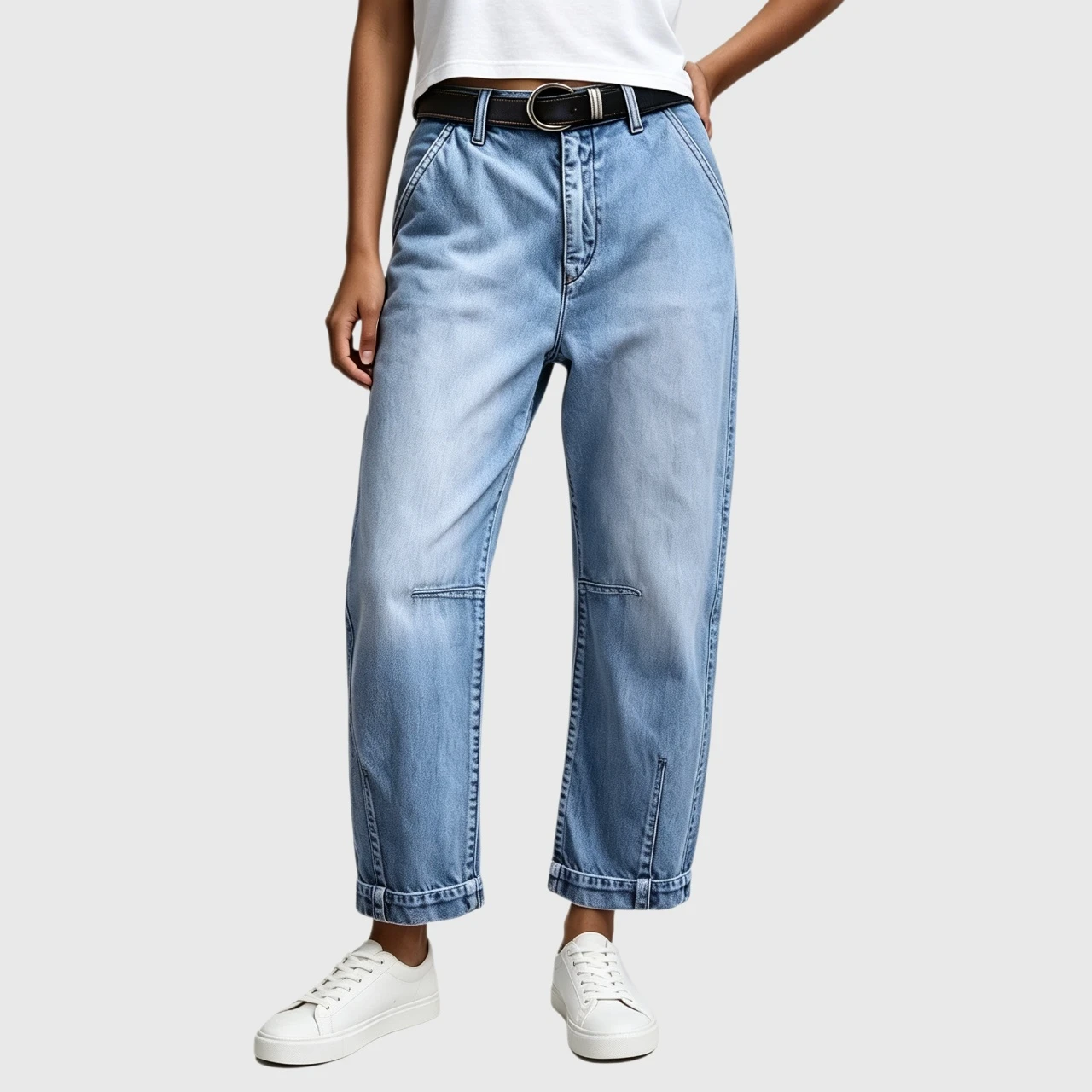 YesFashion Women's High Waist Relaxed Fit Cropped Jean Classic Denim Pants