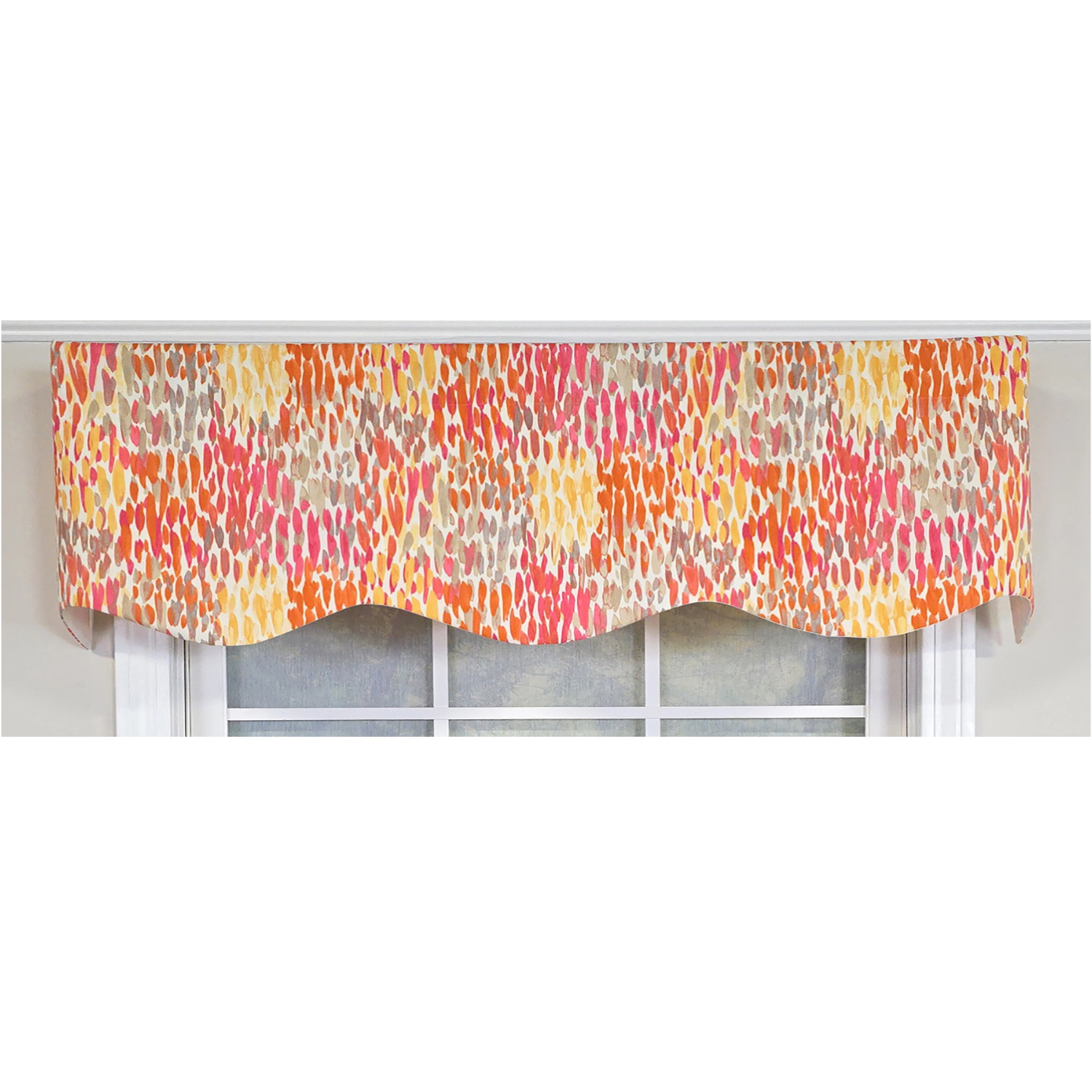 RLF Home 100% Cotton Dazzle Provance With Poly/Cotton Ivory lining Rod Pocket Valance 50" x 17" Orange