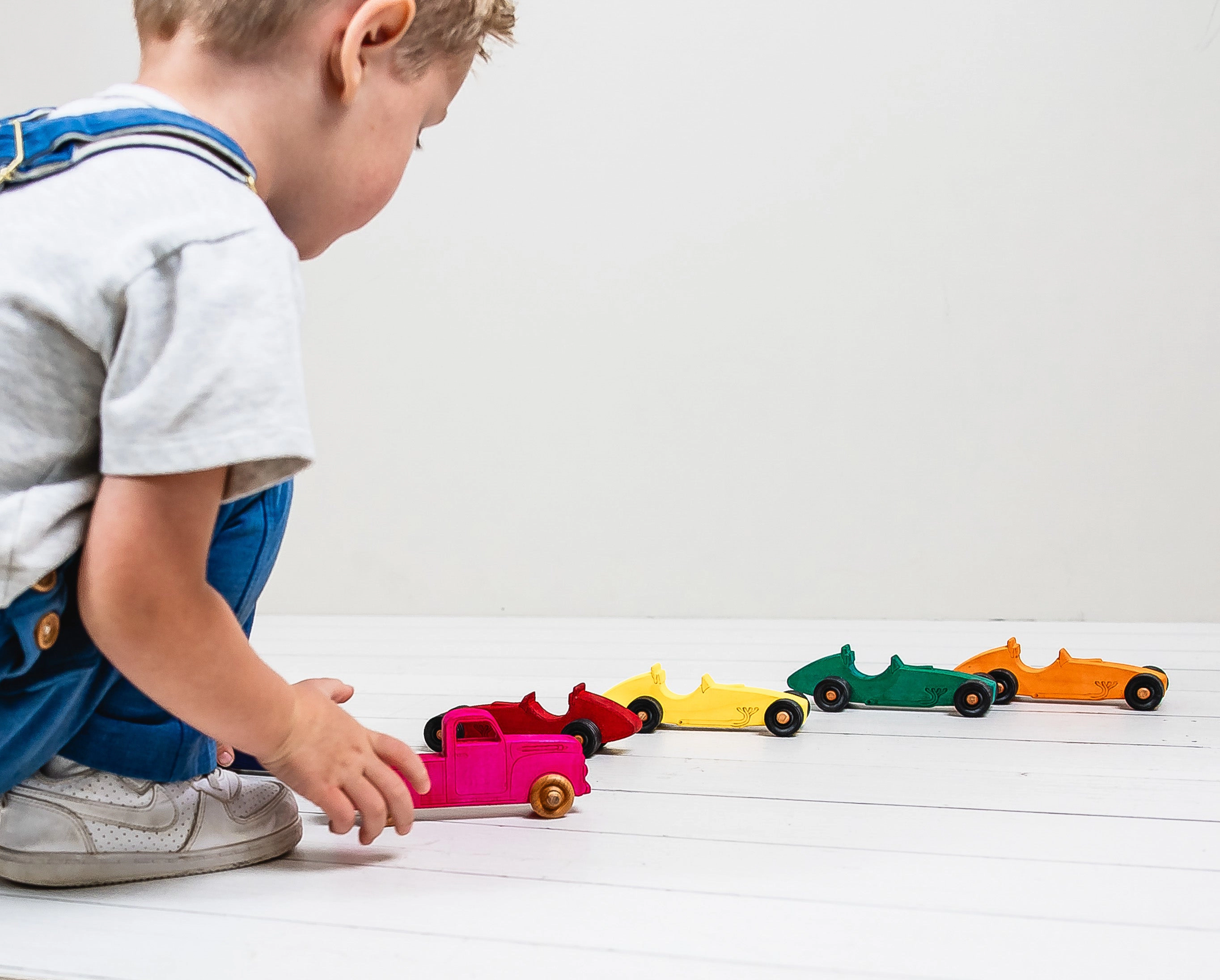 Dyed Wooden Indy Car Set with 5-Foot Racetrack - Made in the USA