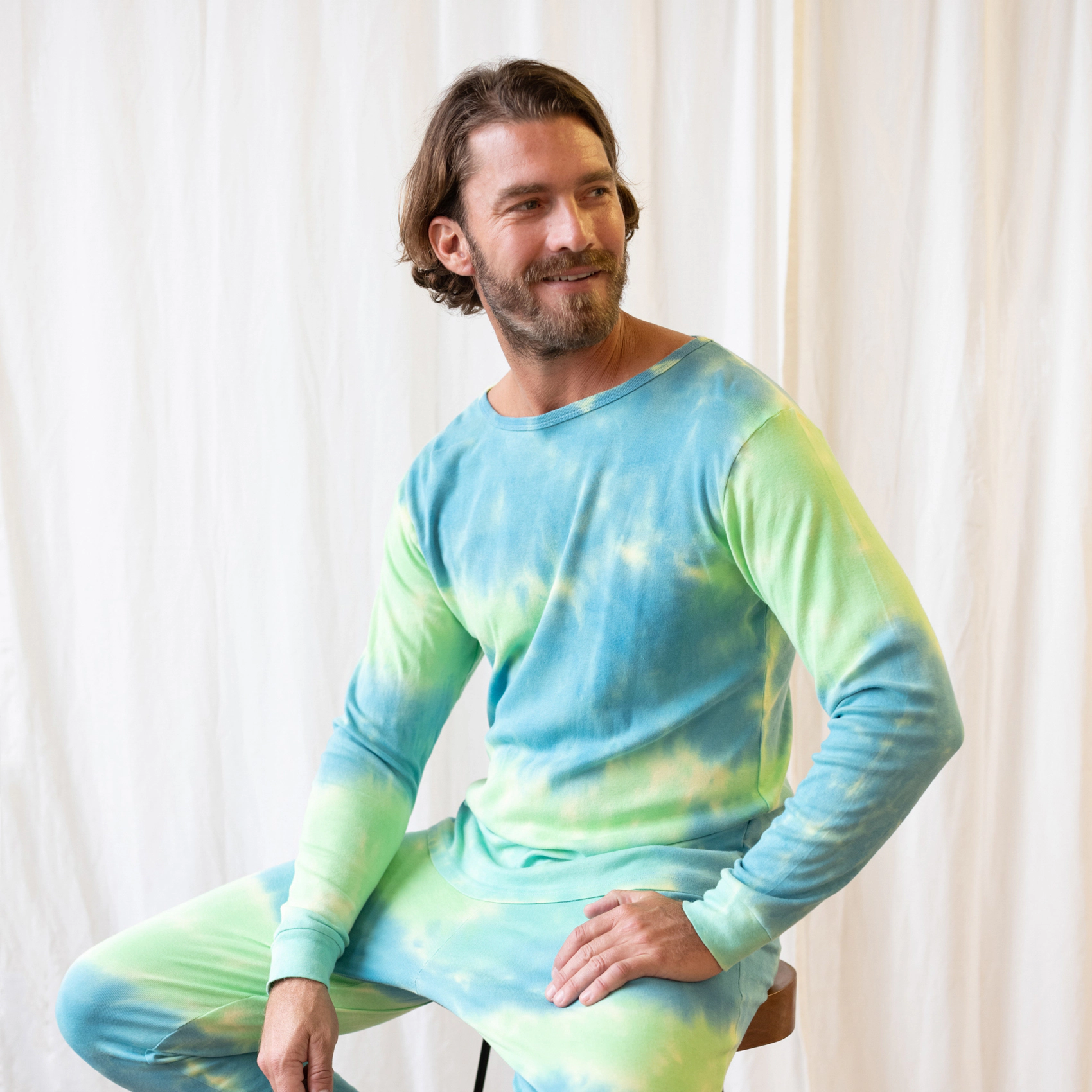 Leveret Men's 2-Piece Cotton Snug Fit Tie Dye Mix Pajama Set