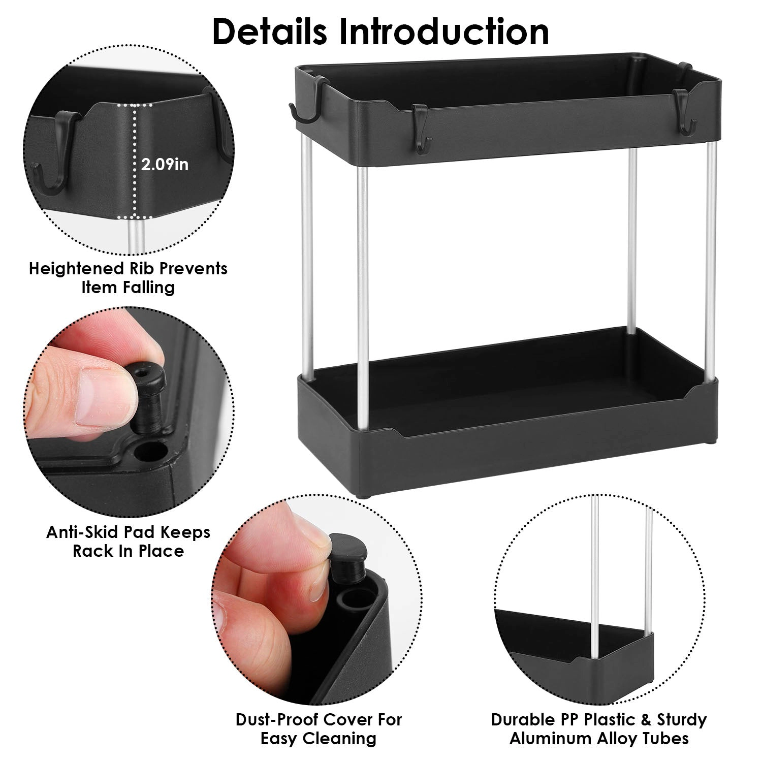 GBruno 2-Tier Under Sink Organizer With 4 Hooks
