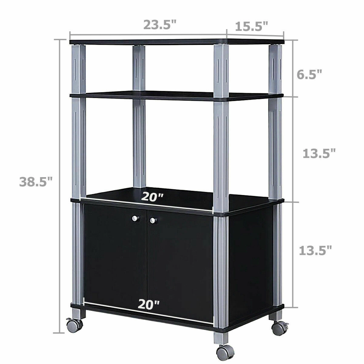 LJG Microwave Rack Stand Rolling Storage Cart