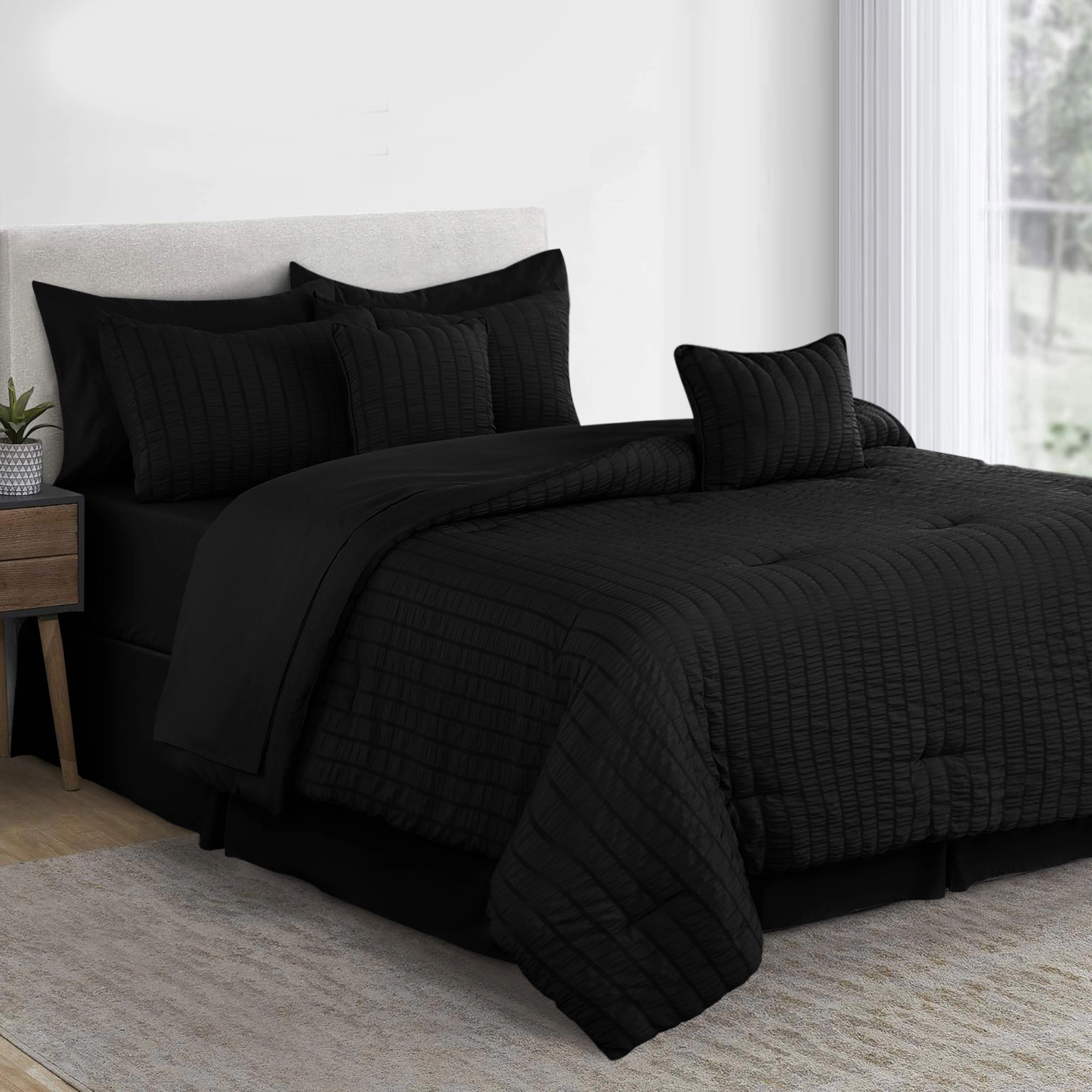 Lux Decor Collection Seersucker Bed A Bag Comforter Set All Season Down Alternative Bedding With Sheets