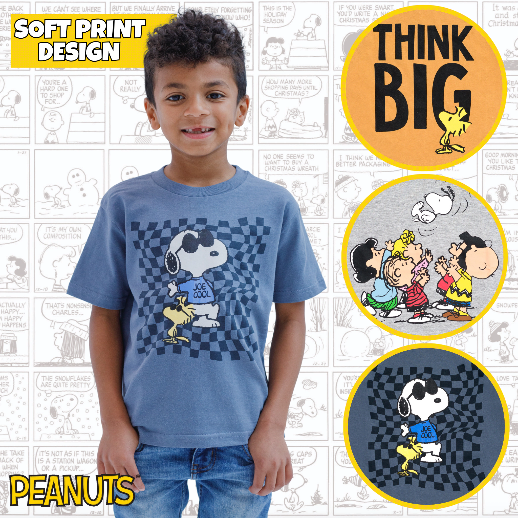 Peanuts Boys' 3-Pack Short Sleeve T-Shirts