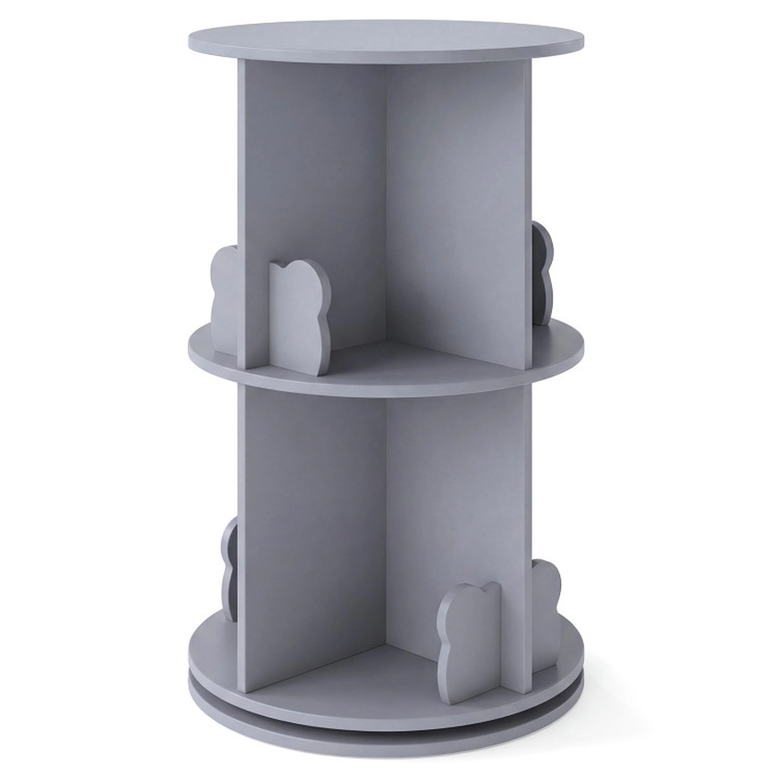 SUGIFT 2 Tier Freestanding Kids Rotating Bookshelf Storage Rack Toy Organizer 33-lb Capacity Coffee 8 Compartments