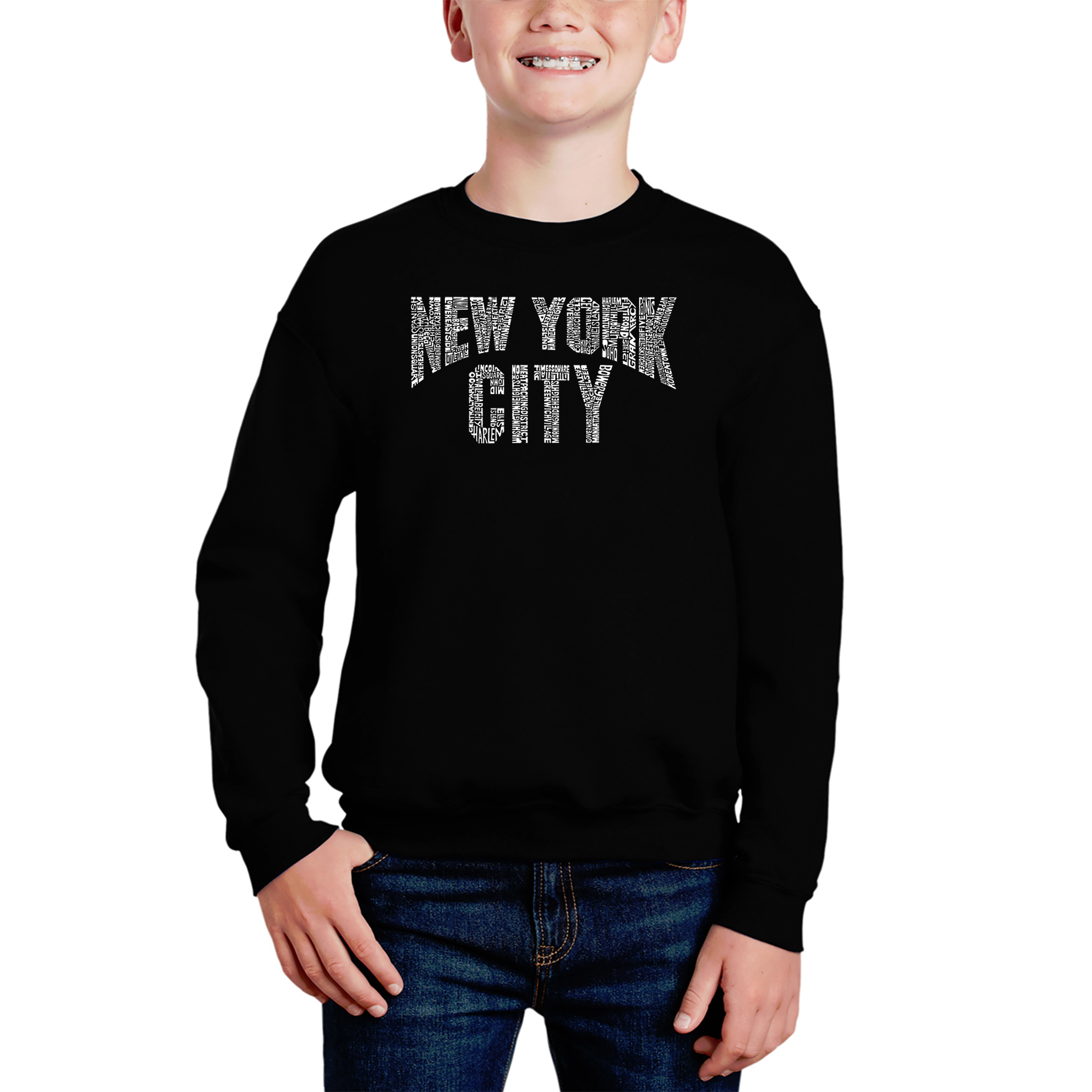 LA Pop Art Boy's Word Sweatshirt - Nyc Neighborhoods