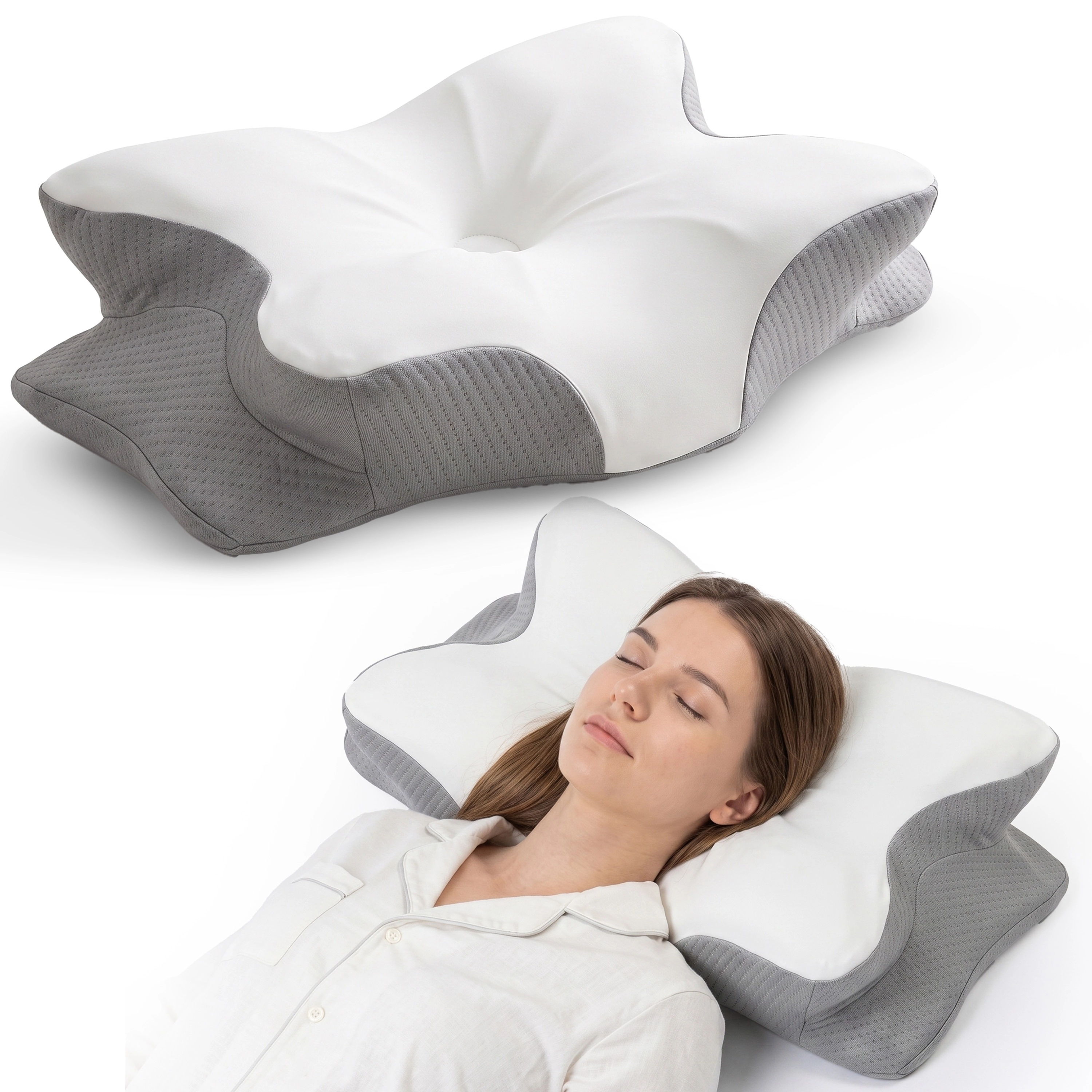 Luminuxe Cervical Memory Foam Pillow, Orthopedic Contour Neck & Shoulder Support Pillow with Removable Breathable Cover
