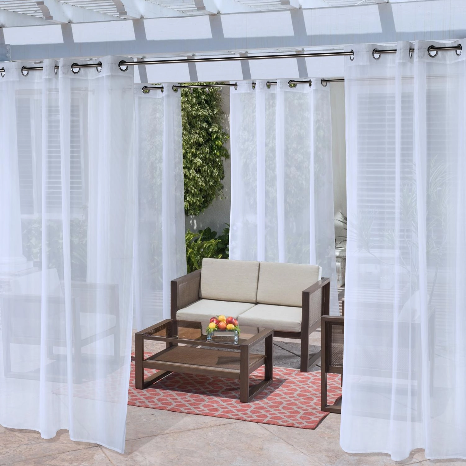 Commonwealth NO SEEM Curtain Grommet Top Panel 8 Matt Silver Grommets - 50x84" - White