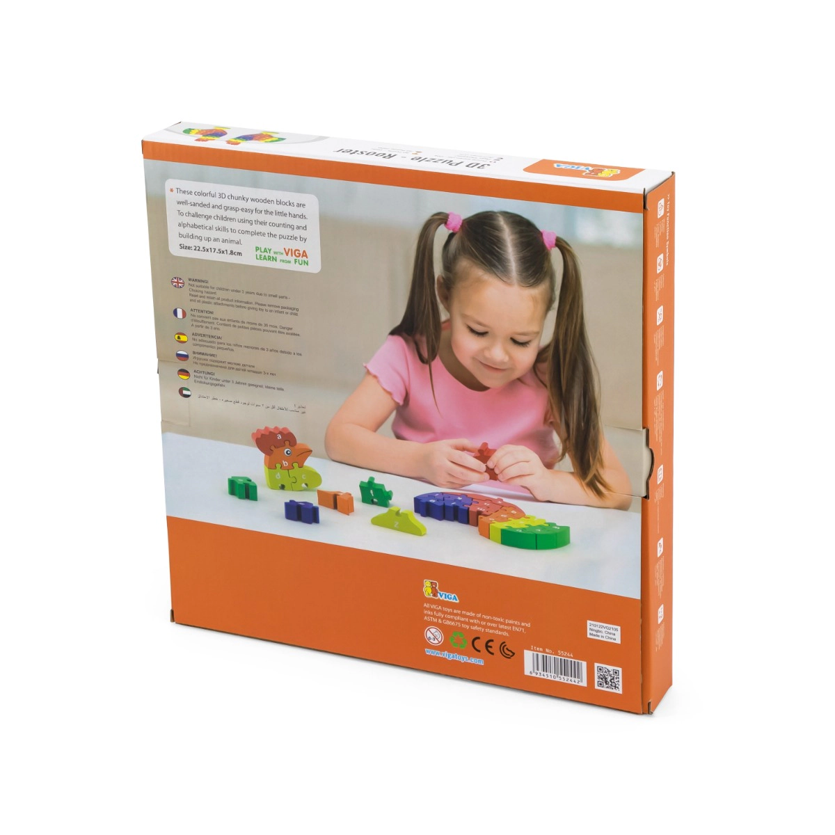 Playlearn Unisex 3D Alphabet and Numbers Wooden Puzzle Set