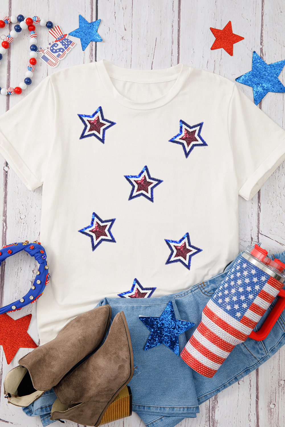 Threaded Pear Women's Sequin Star Tee