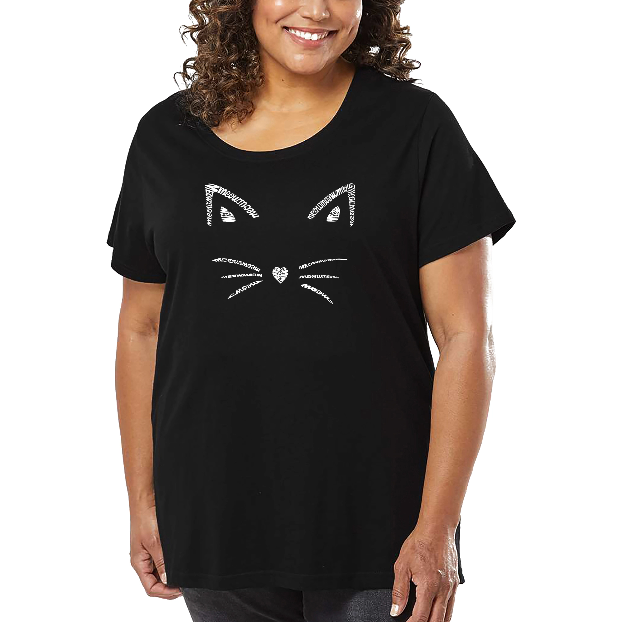 LA Pop Art Women's Plus Word T-Shirt - Whiskers