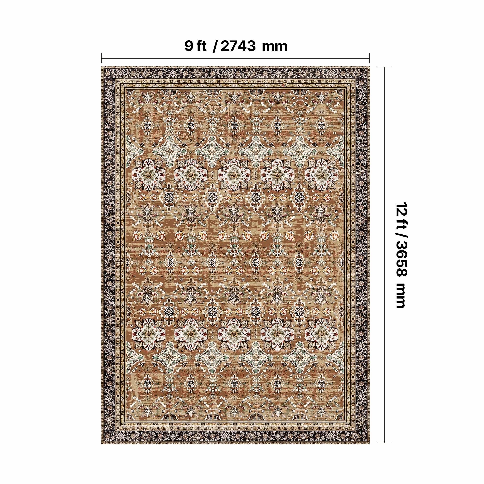 HONGGE Large Washable Area Rug 9 x 12 ft Non-Slip Tear-Resistant Soft Carpet Pet & Child Friendly Indoor Mat for