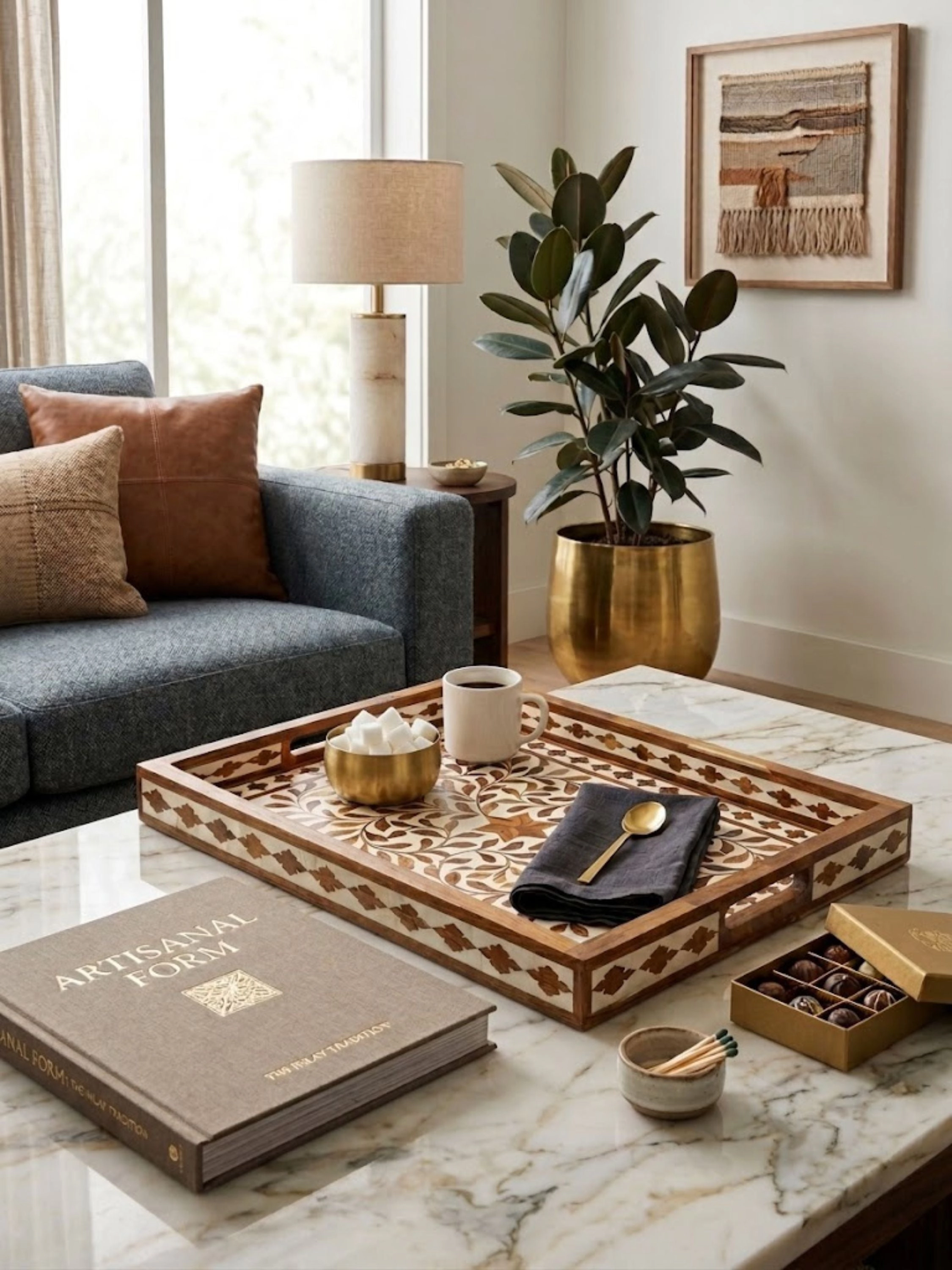 GAURI KOHLI Jodhpur Wood Inlay Decorative Tray