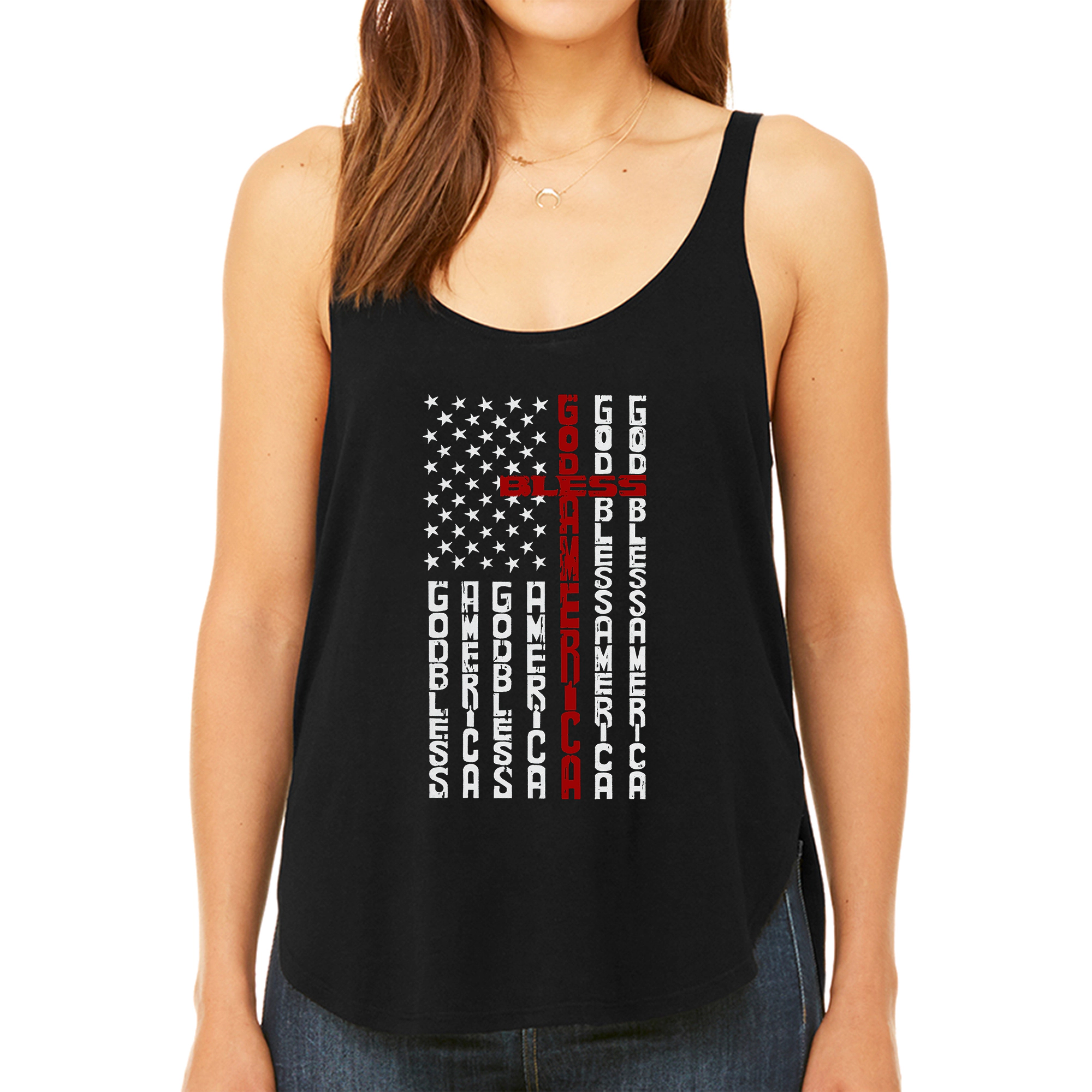 LA Pop Art Women's Premium Word Flowy Tank - Cross Flag
