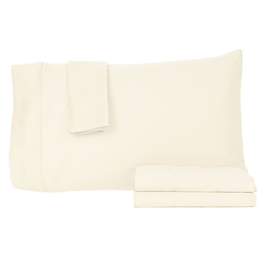 Castle Hill Premium Lightweight 440 Thread Count Cotton Sateen 4 Pieces Sheet Set King Ivory