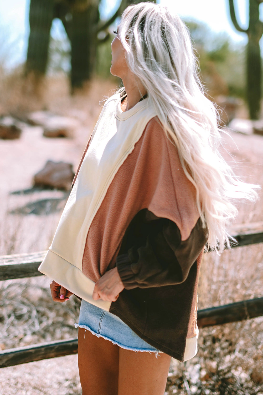Threaded Pear Women's Isabelle Patchwork High Low Hoodie