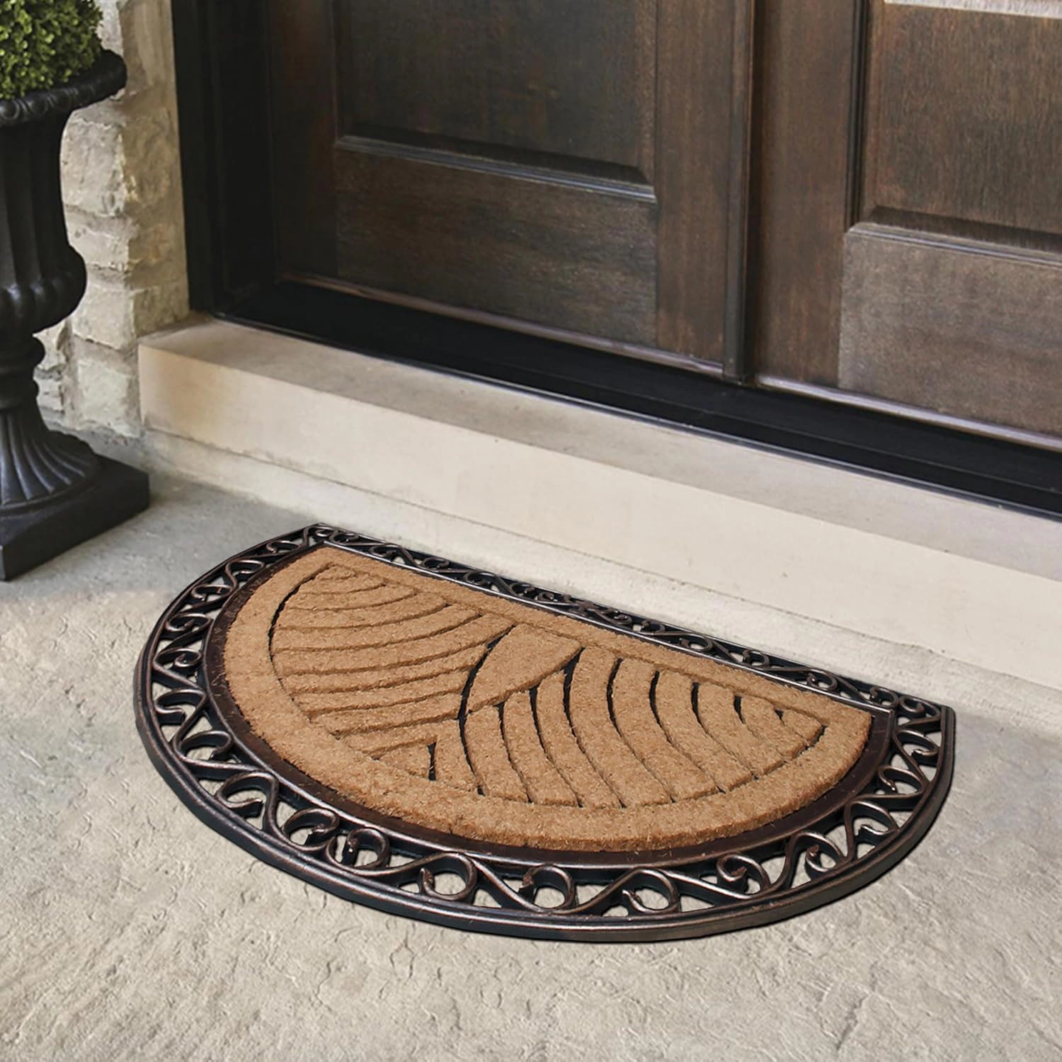 A1HC Coir and Rubber Door Mat 30x48 Inches Anti-Shed Fade-Resistant Heavy Duty Half Round Bronze