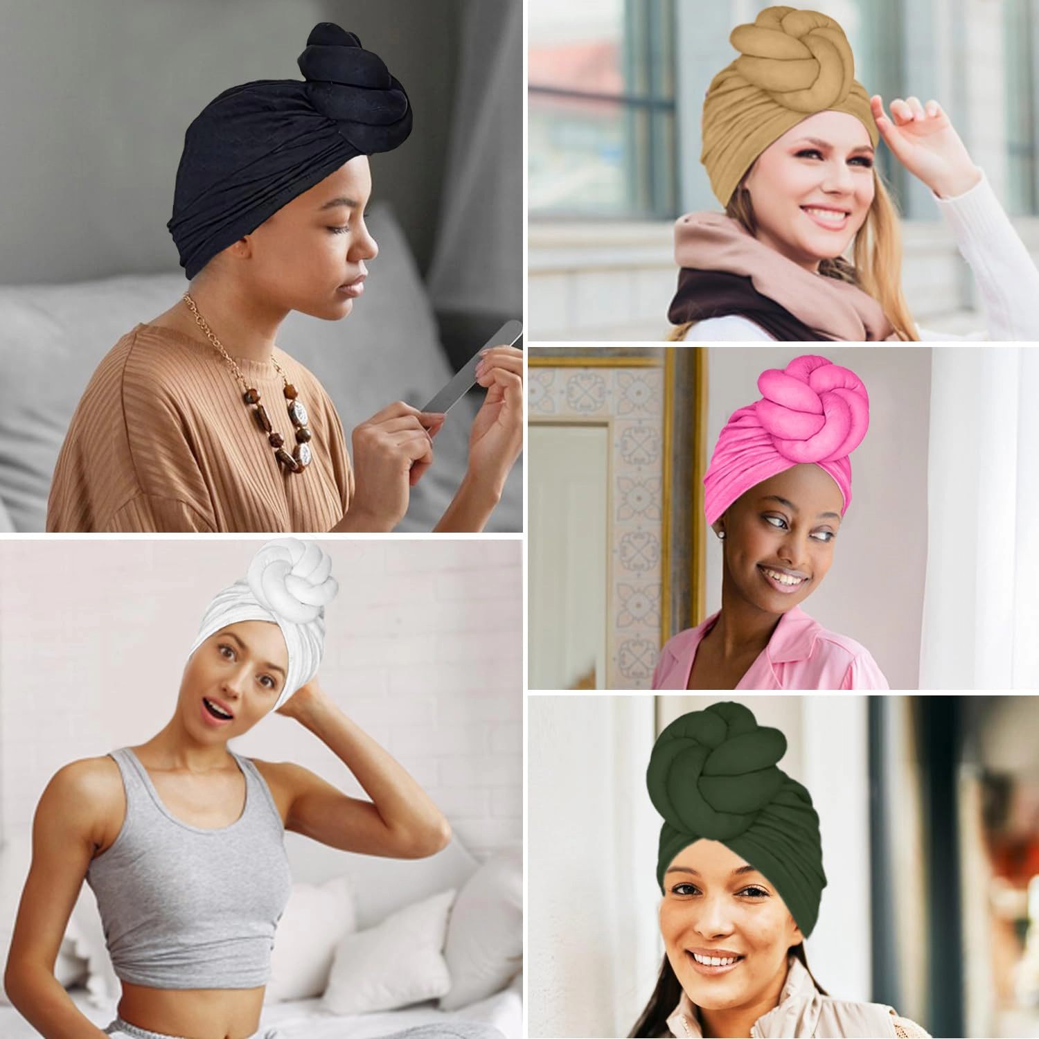 PIGFDK Women Turbans And Head Wraps  Turban Flower Knot Pre-tied Bonnet Beanie Cap Headwrap