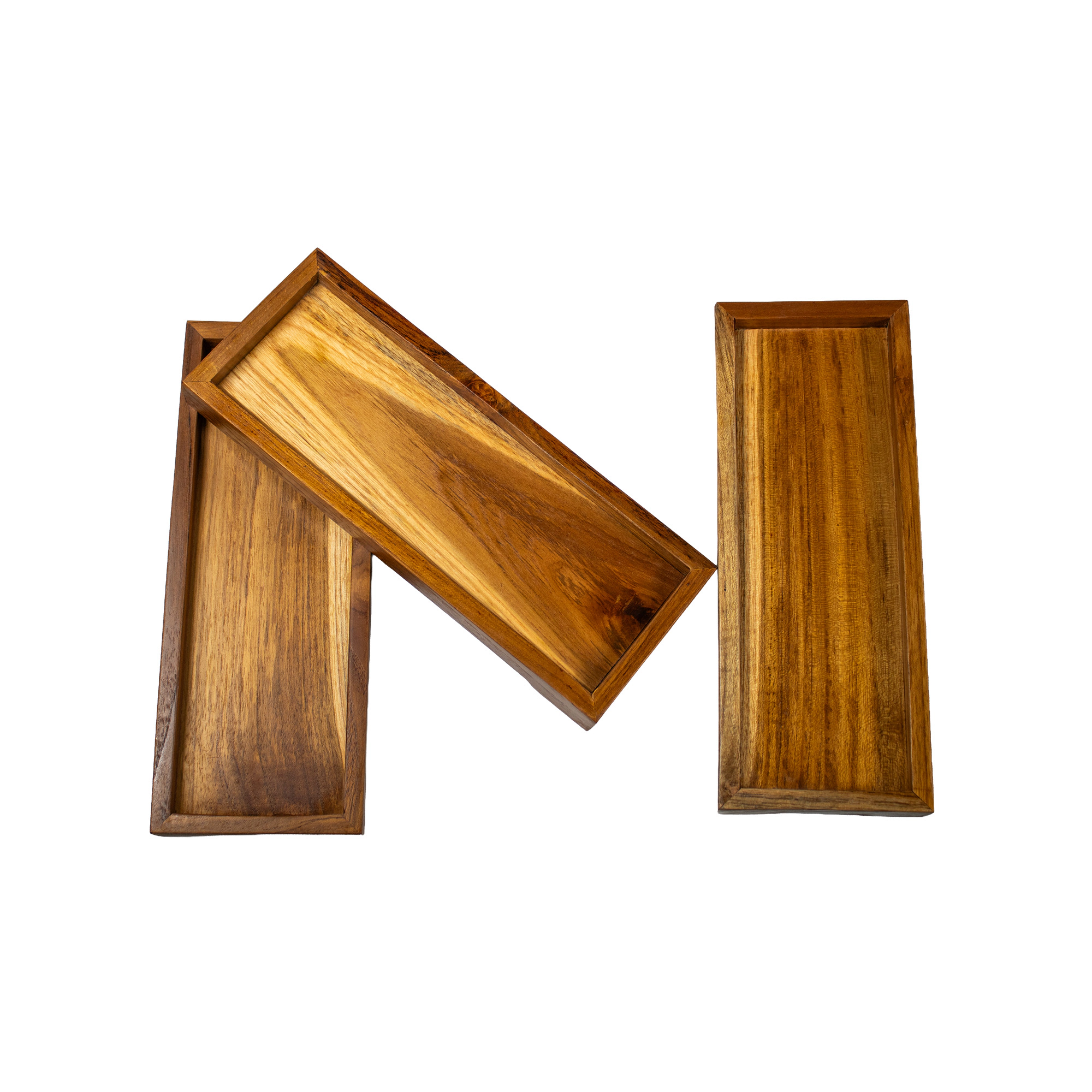 EcoDecors 3 Pack Teak Amenity Trays for Bathroom Counter and Vanity