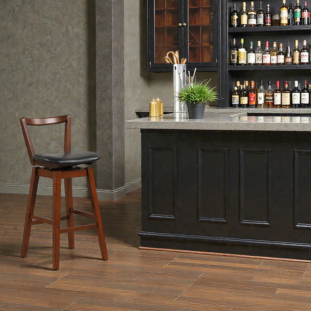 Hivvago Rotating PU Leather Bar Chair with Padded Seat and Ergonomic Backrest