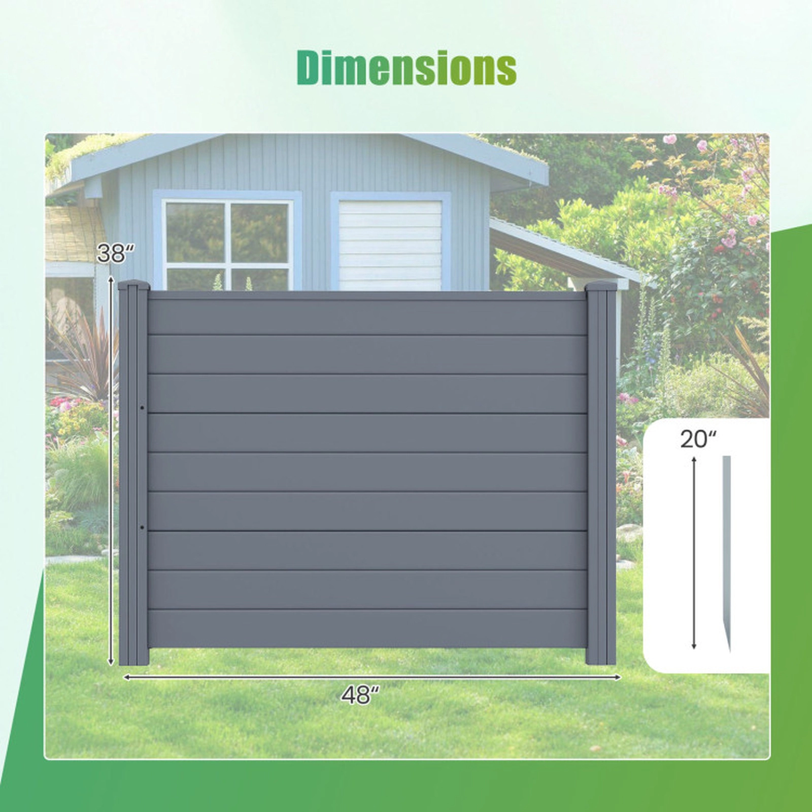 SUGIFT Garden Privacy Fence 2 Panels with 20-in Ground Stakes for AC Units and Trash Cans White/Black/Brown