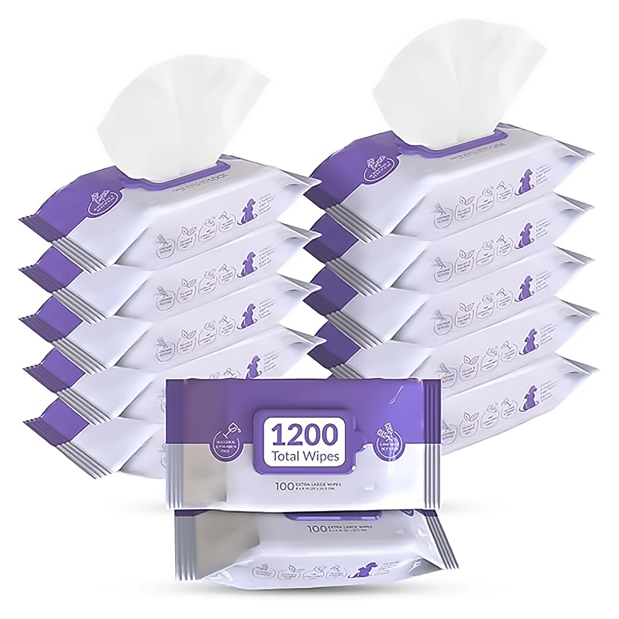 Pursonic Pet Care Lavender Scented Cleaning Wipes for Dogs & Cats, Extra Large Pet Wipes 12 Packs (1200 Count)