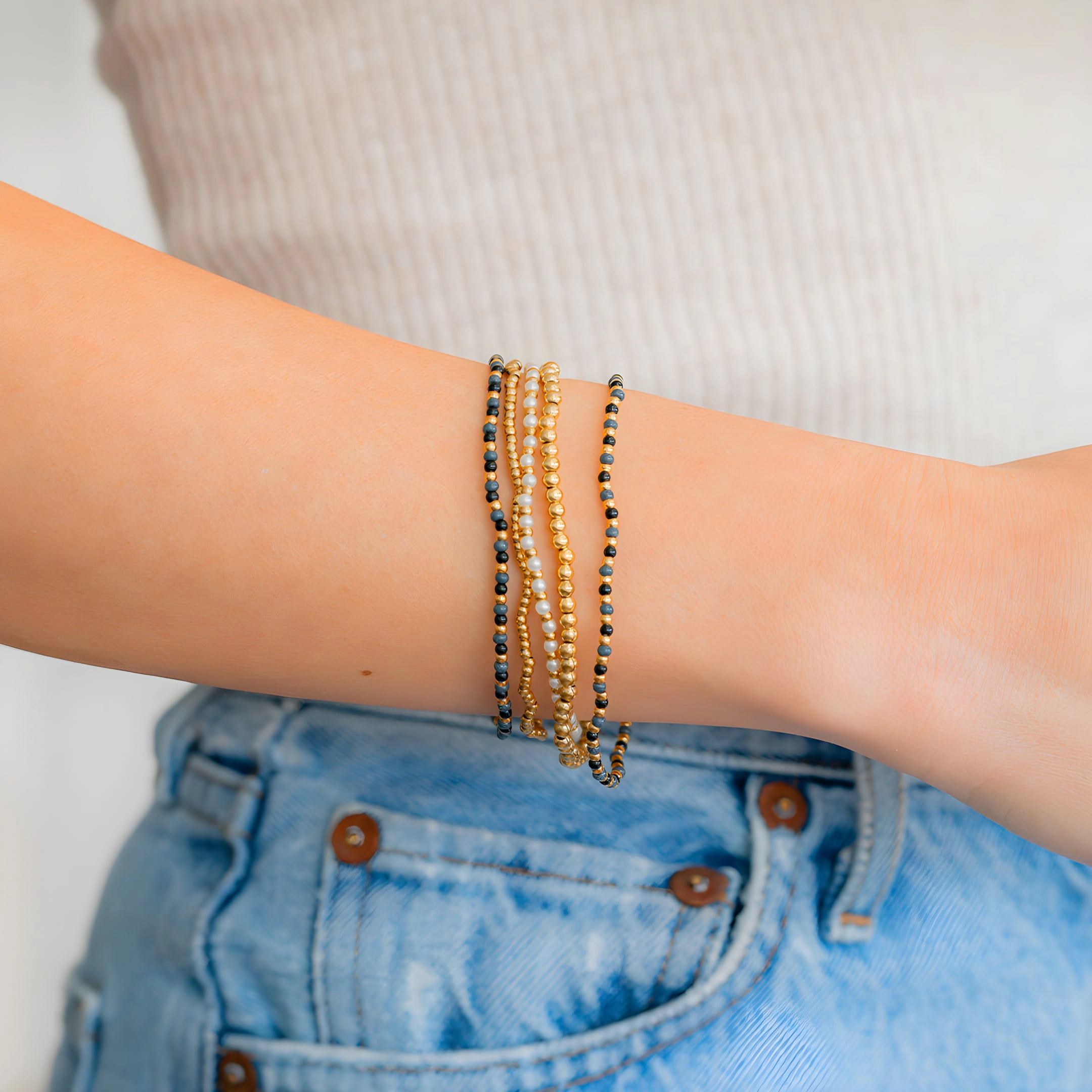 Mint & Lily Women's Weather the Storm Beaded Bracelet Set