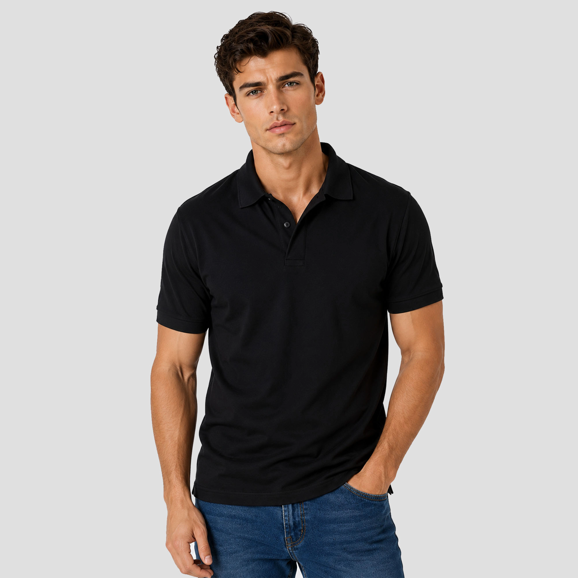Men's Short Sleeve Solid Stretch Performance Polo Shirt