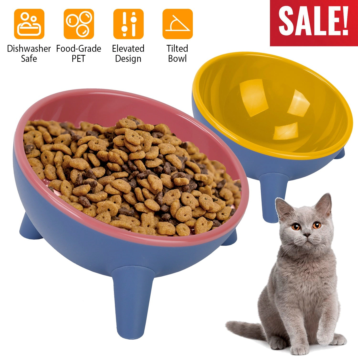 GBruno Elevated Tilted Cat Food Bowl