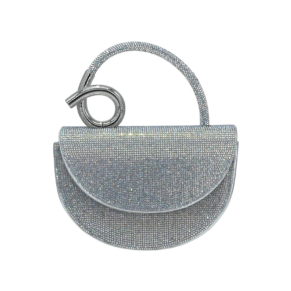 Fashnzfab Bling Studded Top Handle Evening Crossbody Bag